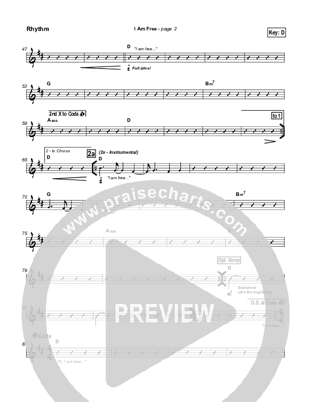 I Am Free Rhythm Chart (New Life Worship)