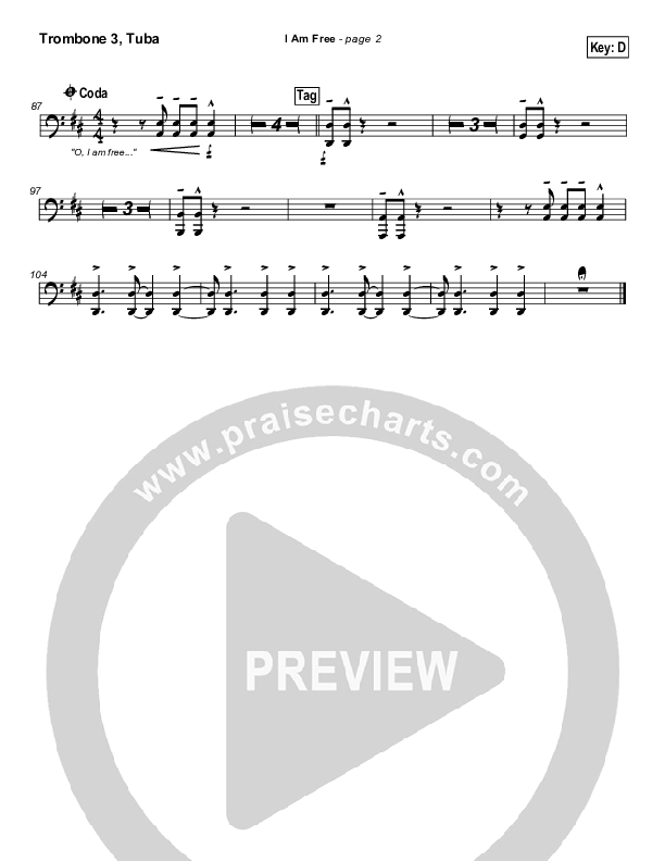 I Am Free Trombone 3/Tuba (New Life Worship)