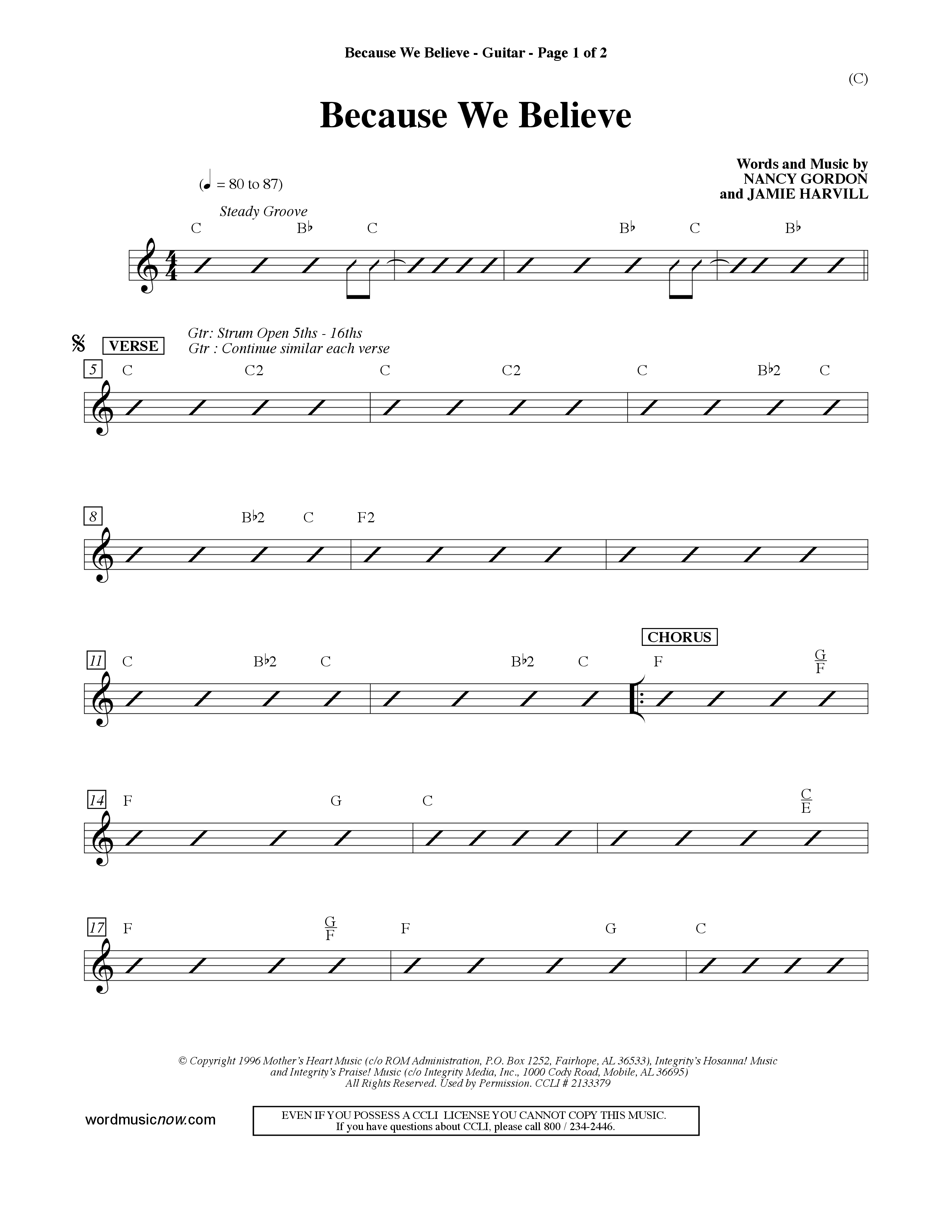 Because We Believe (Choral Anthem SATB) Acoustic Guitar (Word Music Choral / Orch. Mark McClure)