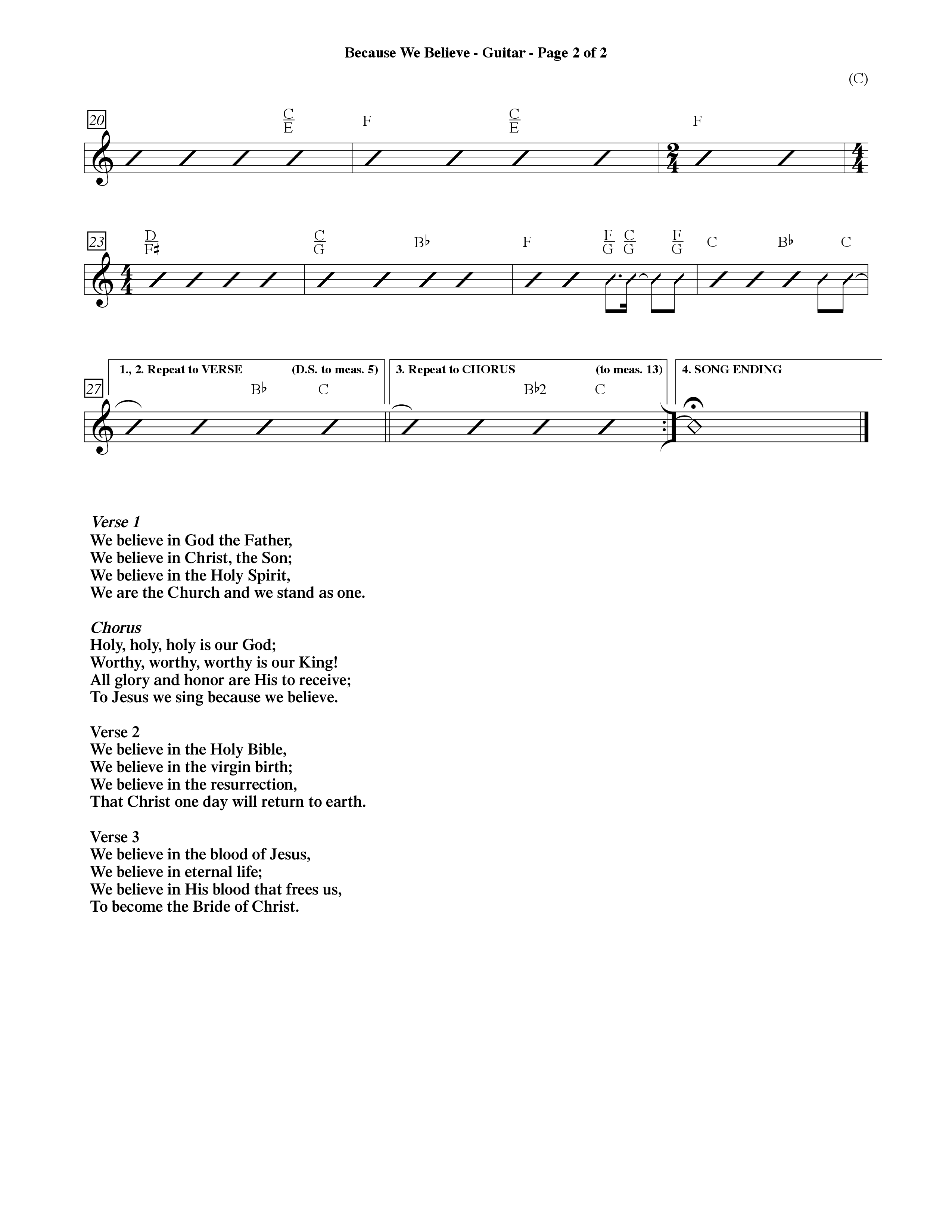 Because We Believe (Choral Anthem SATB) Acoustic Guitar (Word Music Choral / Orch. Mark McClure)