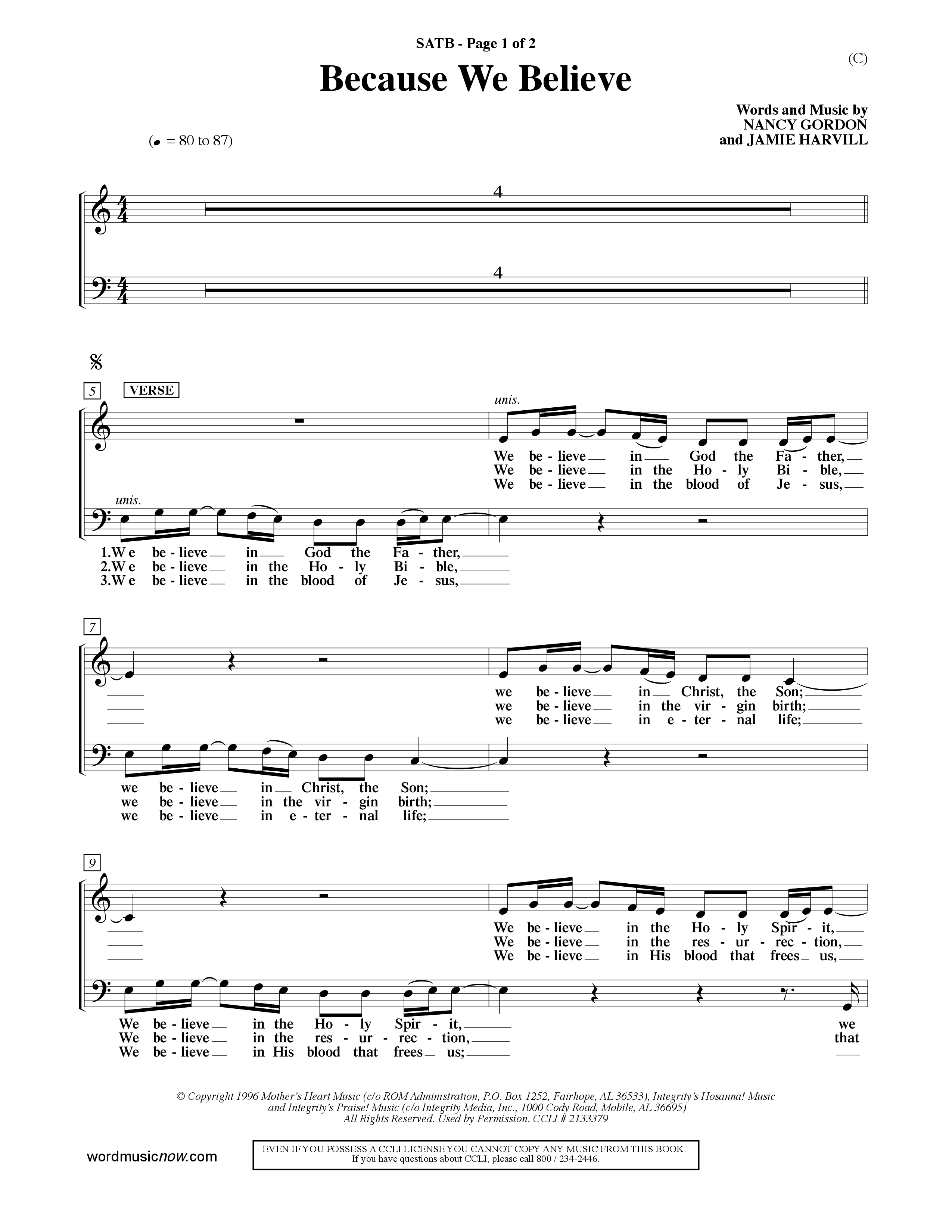 Because We Believe (Choral Anthem SATB) Choir Sheet (SATB) (Word Music Choral / Orch. Mark McClure)