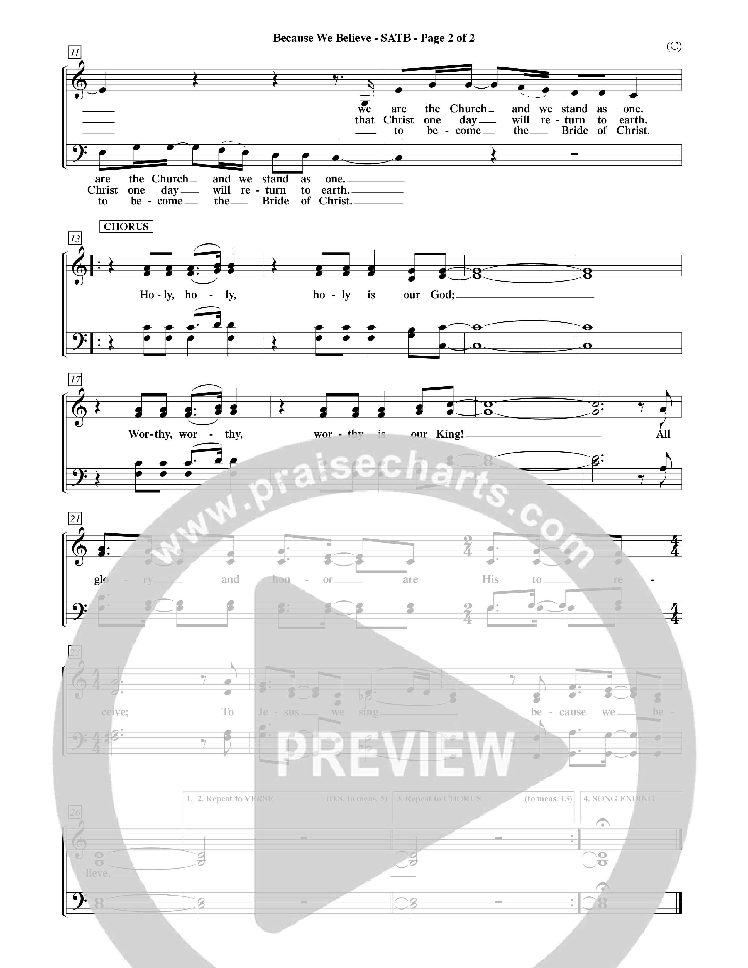 Because We Believe (Choral Anthem SATB) Choir Sheet (SATB) (Word Music Choral / Orch. Mark McClure)
