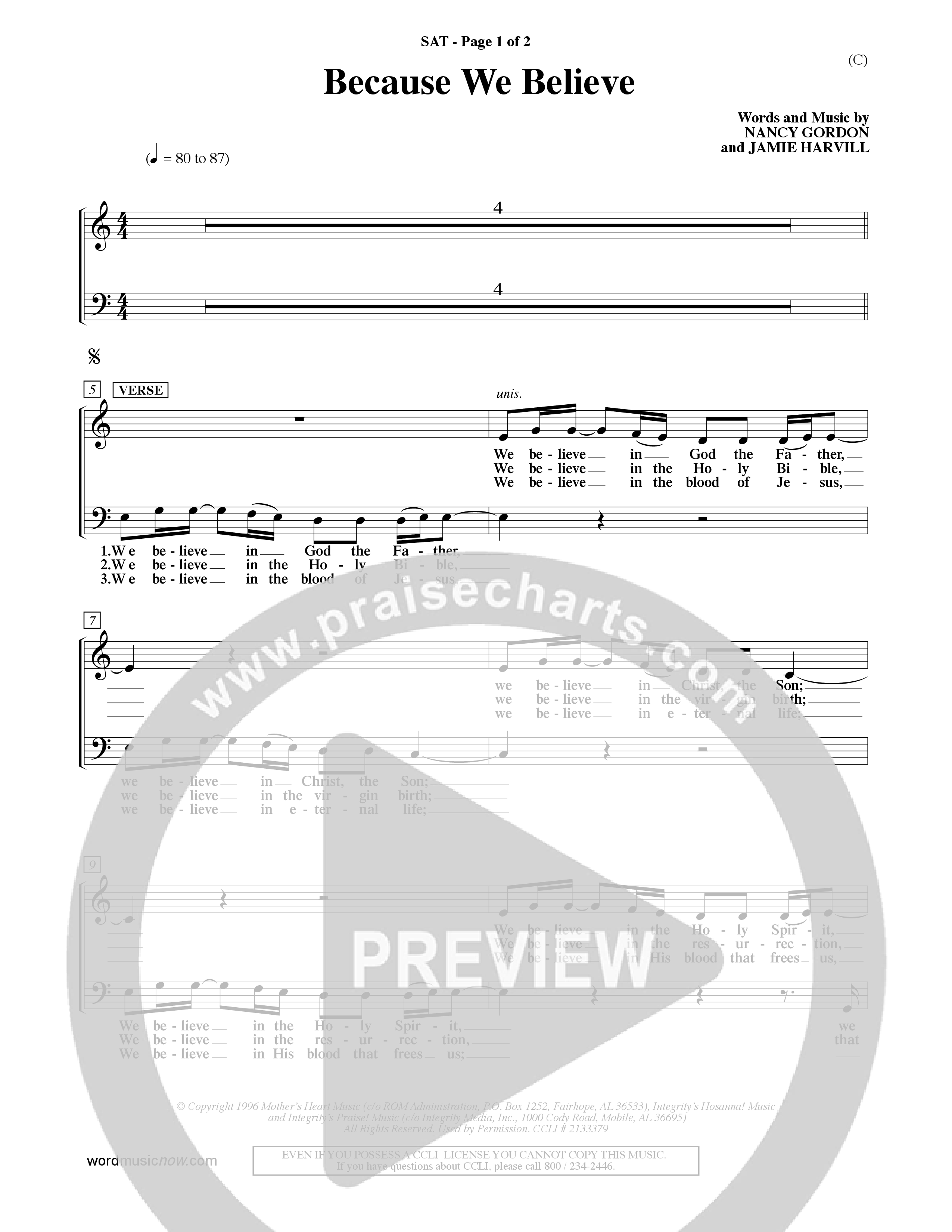 Because We Believe (Choral Anthem SATB) Choir Sheet (SATB) (Word Music Choral / Orch. Mark McClure)