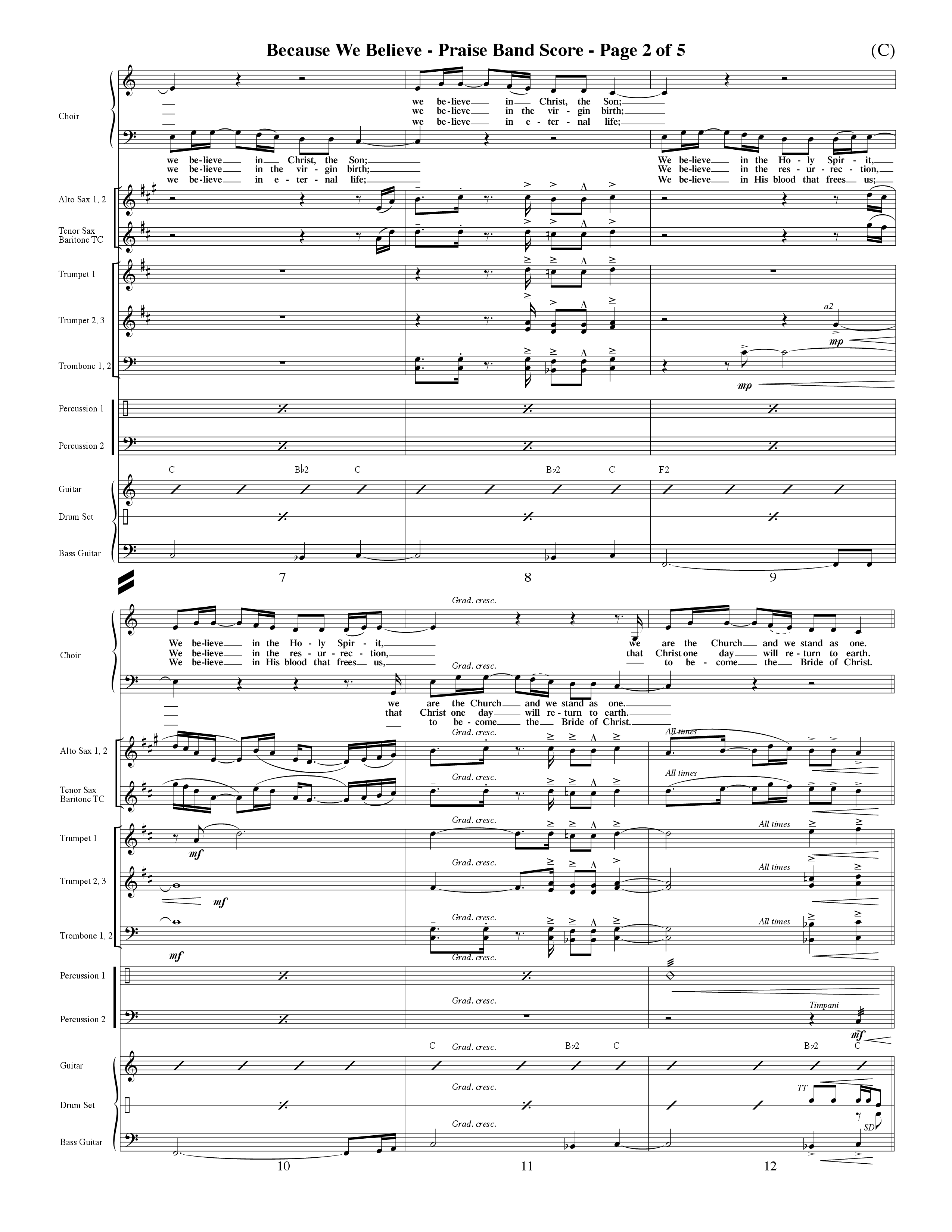 Because We Believe (Choral Anthem SATB) PraiseBand (incl. Brass) (Word Music Choral / Orch. Mark McClure)