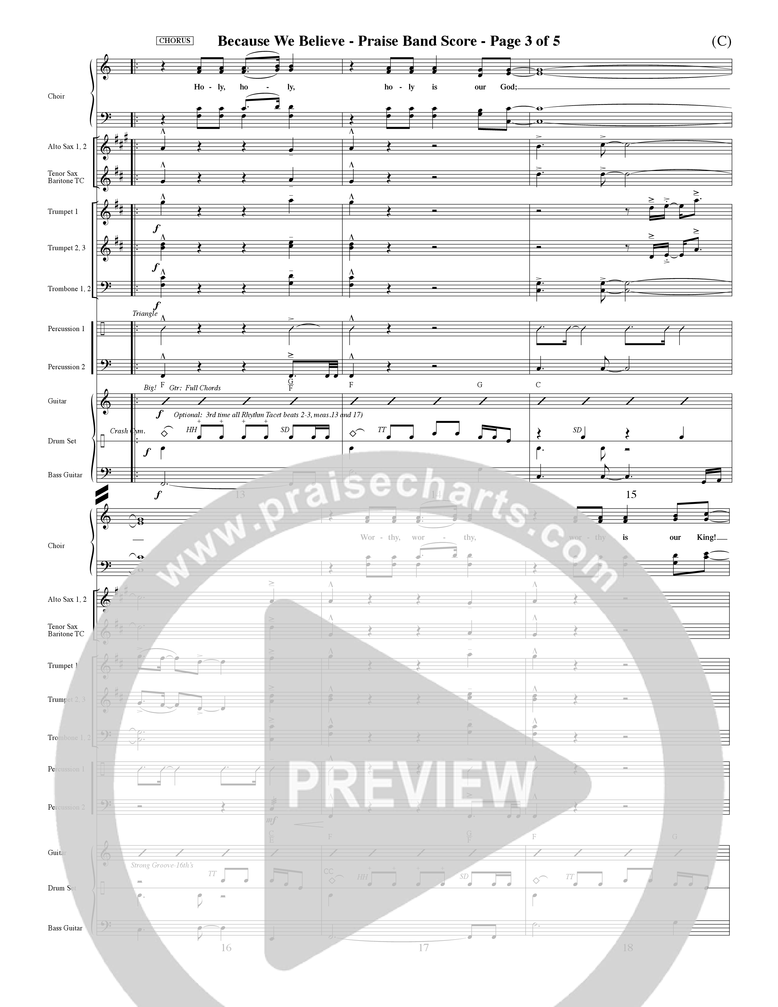 Because We Believe (Choral Anthem SATB) PraiseBand (incl. Brass) (Word Music Choral / Orch. Mark McClure)