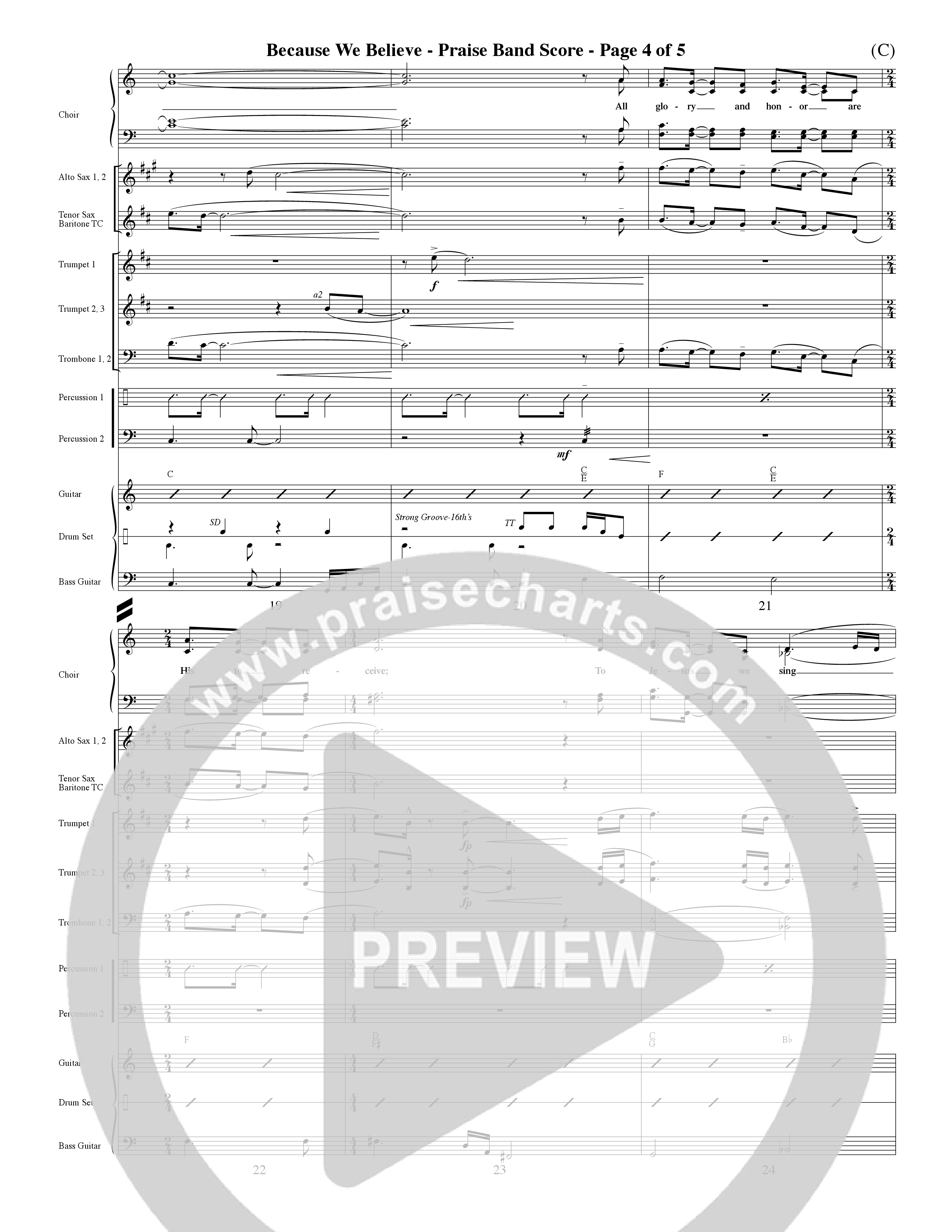 Because We Believe (Choral Anthem SATB) PraiseBand (incl. Brass) (Word Music Choral / Orch. Mark McClure)