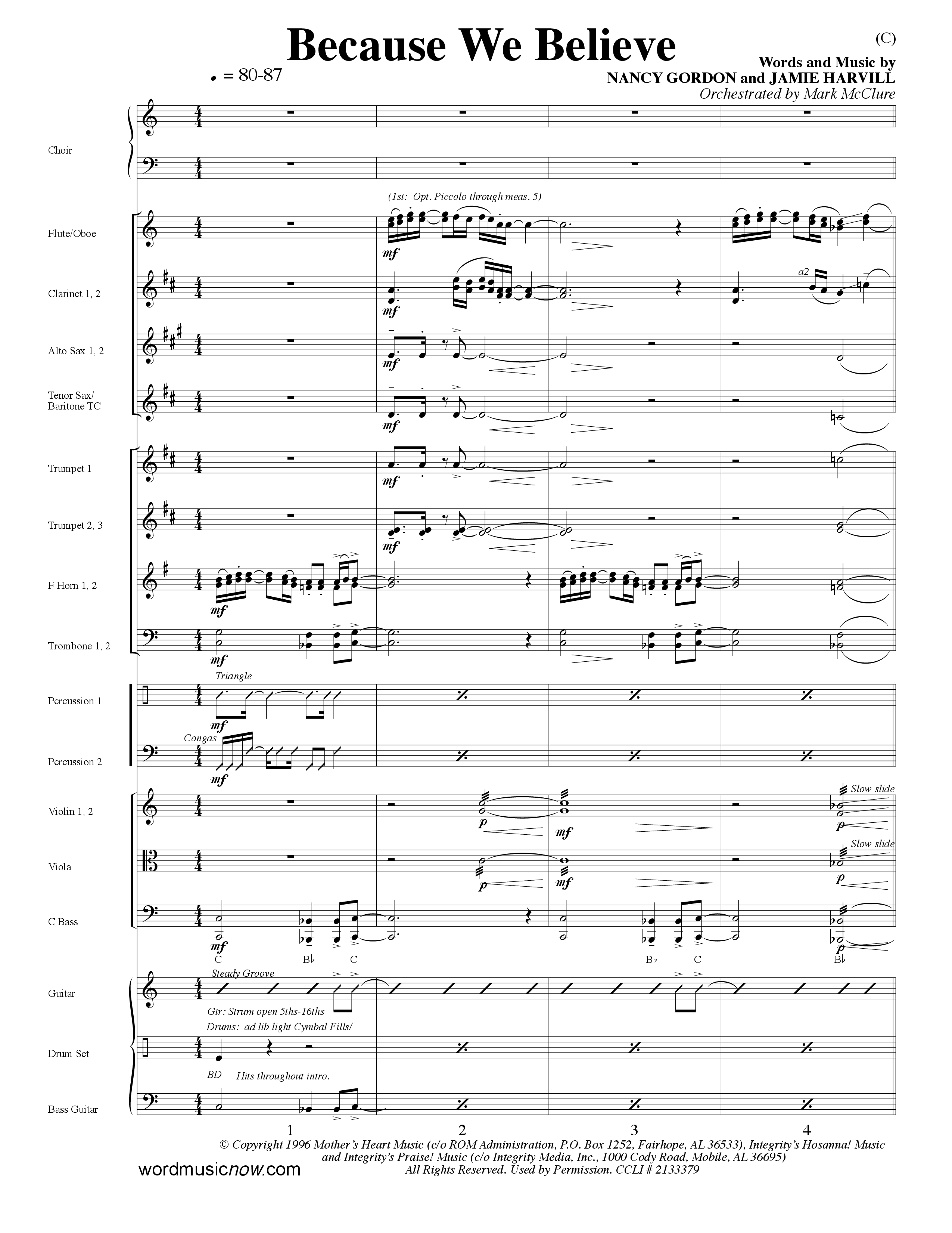 Because We Believe (Choral Anthem SATB) Conductor's Score (Word Music Choral / Orch. Mark McClure)