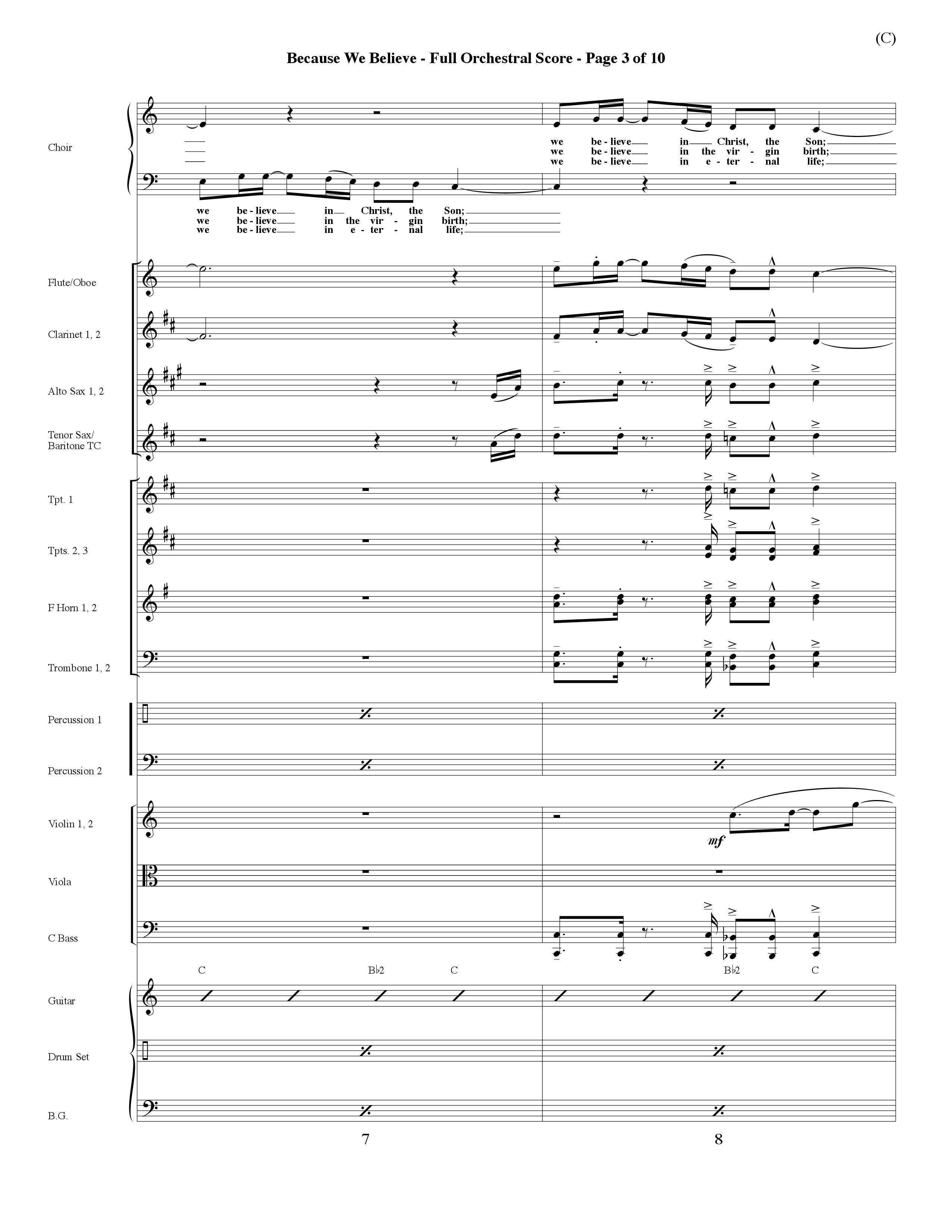 Because We Believe (Choral Anthem SATB) Conductor's Score (Word Music Choral / Orch. Mark McClure)