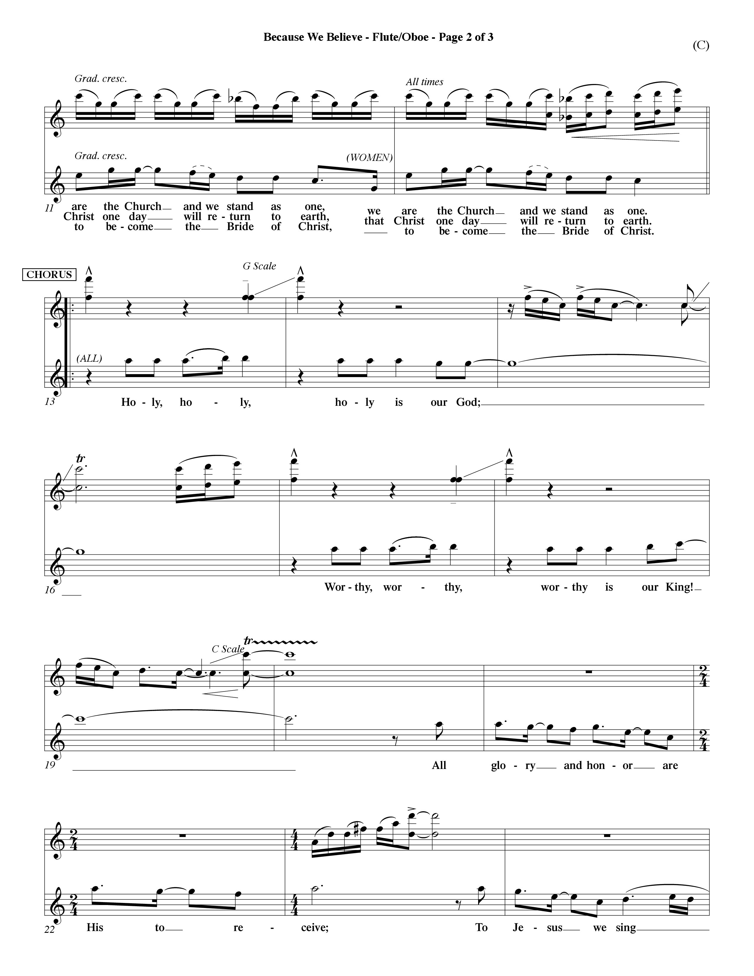 Because We Believe (Choral Anthem SATB) Flute/Oboe (Word Music Choral / Orch. Mark McClure)