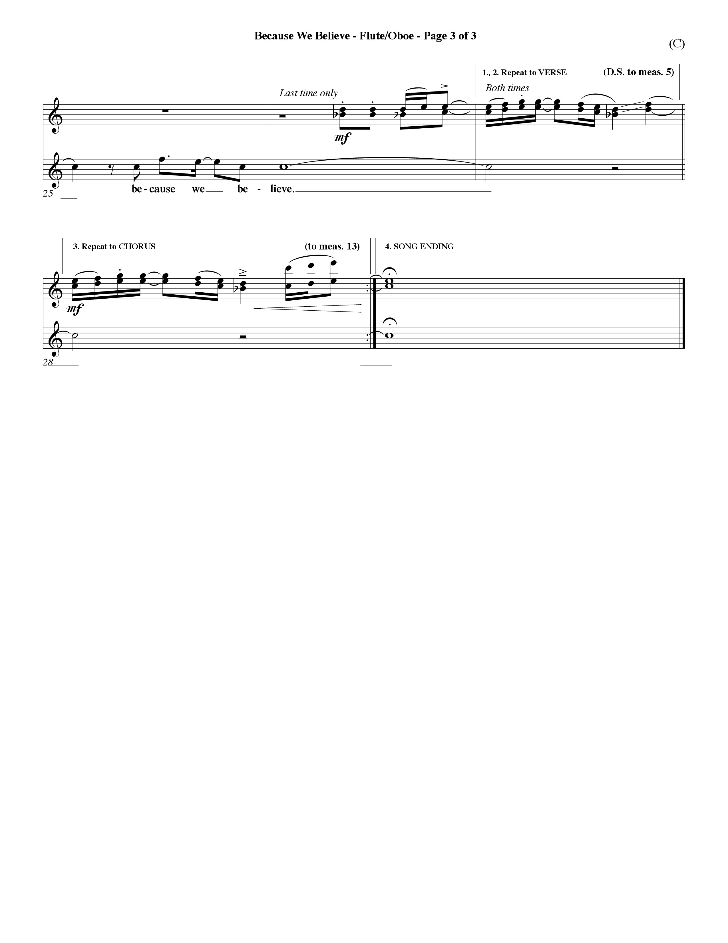 Because We Believe (Choral Anthem SATB) Flute/Oboe (Word Music Choral / Orch. Mark McClure)