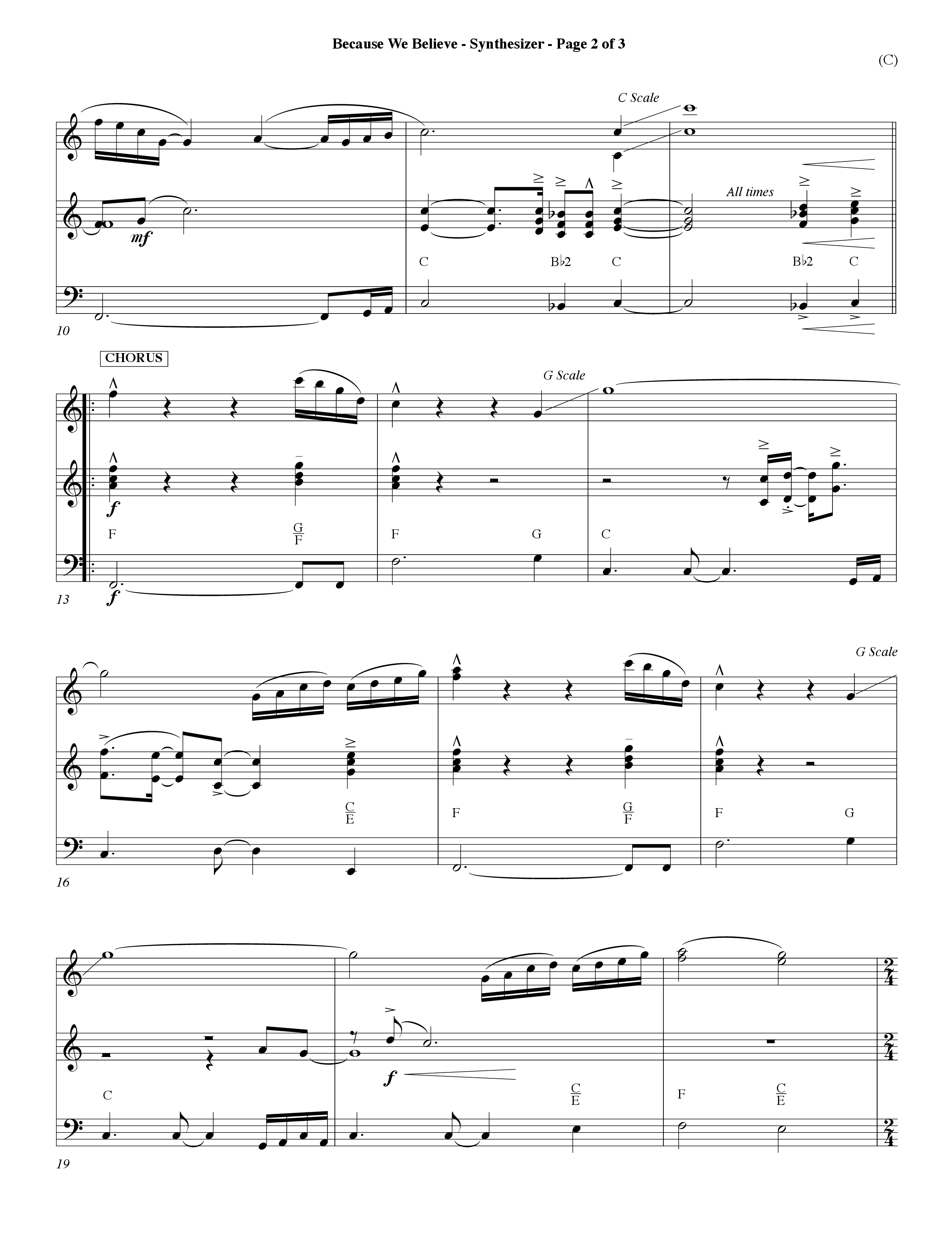 Because We Believe (Choral Anthem SATB) Synth (Word Music Choral / Orch. Mark McClure)