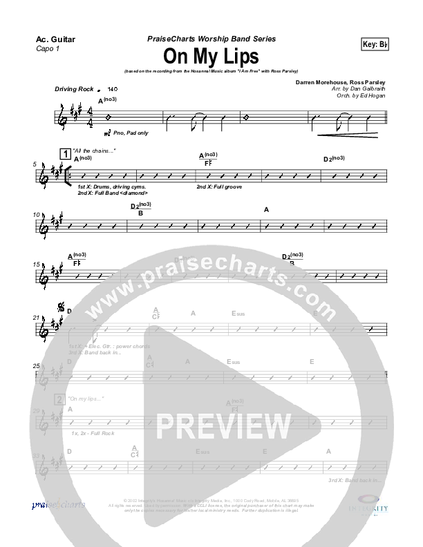 On My Lips Rhythm Chart (New Life Worship)