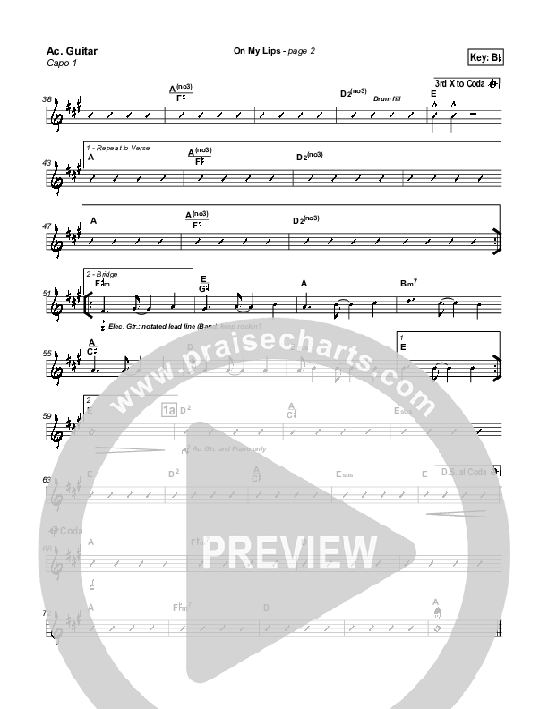 On My Lips Acoustic Guitar (New Life Worship)