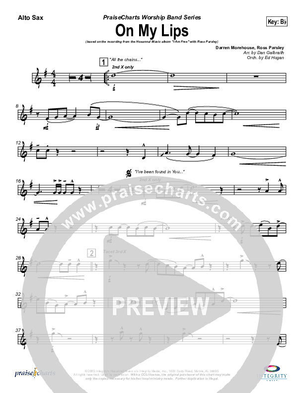 On My Lips Alto Sax (New Life Worship)