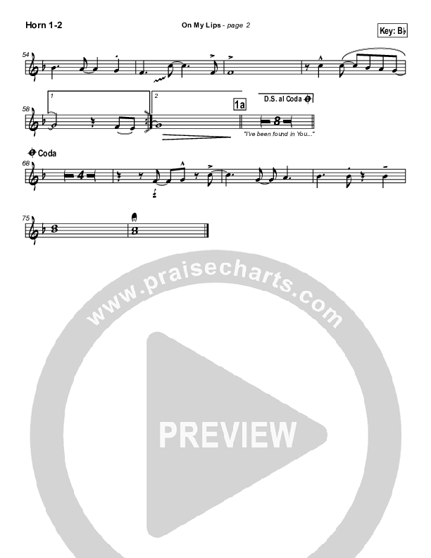 On My Lips French Horn 1/2 (New Life Worship)