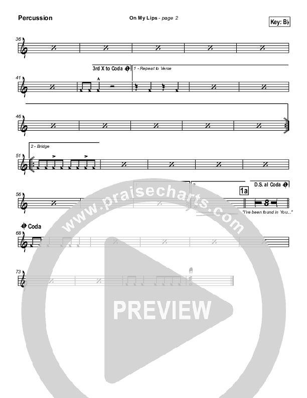 On My Lips Percussion (New Life Worship)