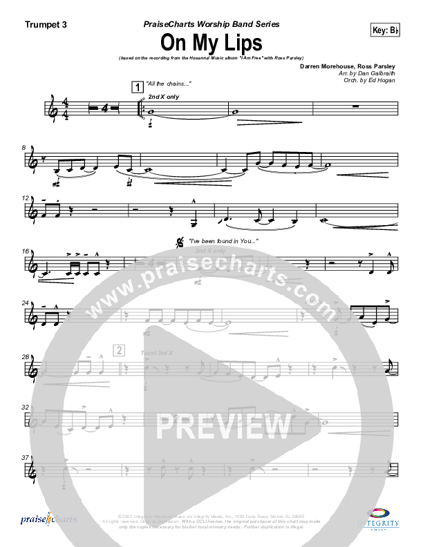 On My Lips Trumpet 3 (New Life Worship)