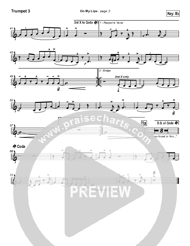 On My Lips Trumpet 3 (New Life Worship)