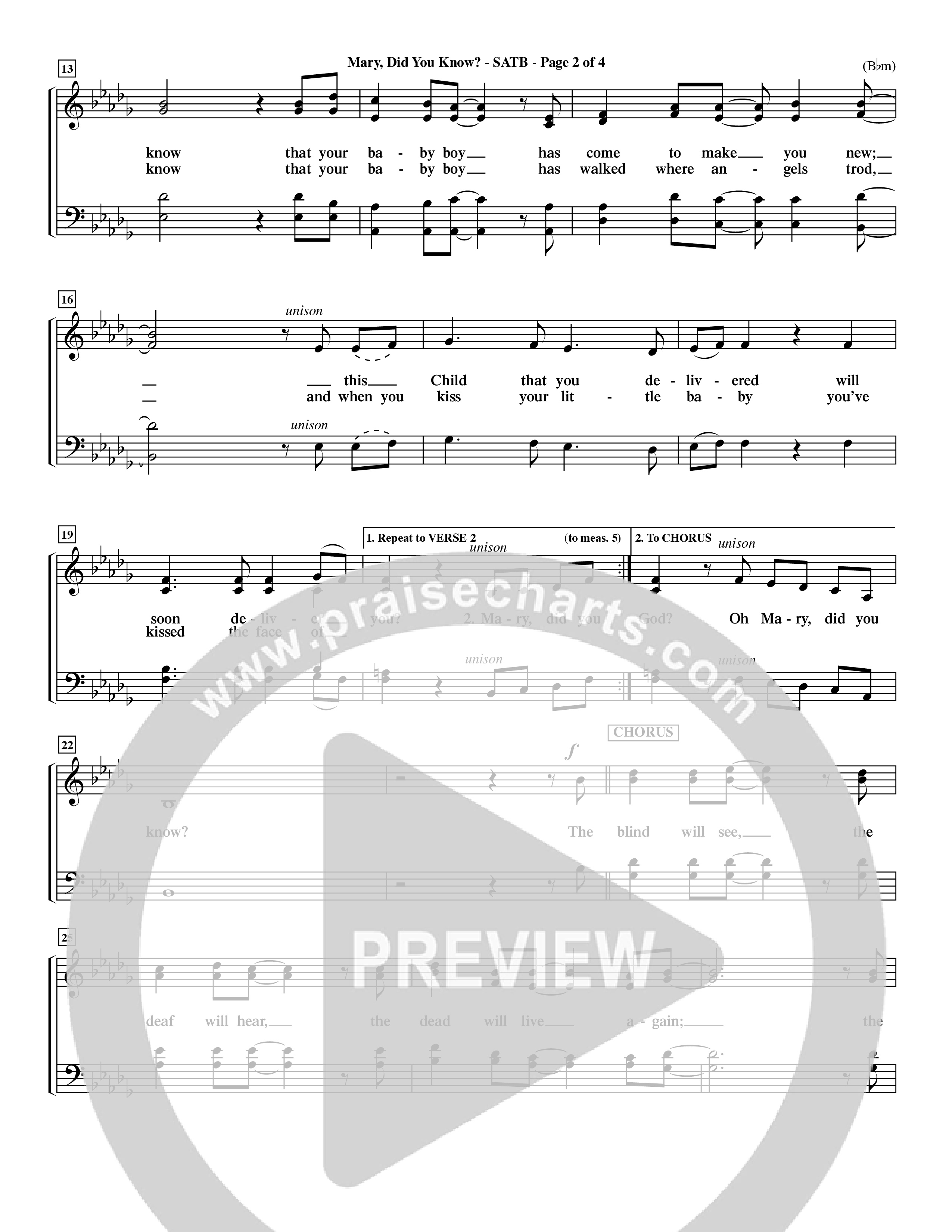 Mary Did You Know (Choral Anthem SATB) Choir Sheet (SATB) (Word Music Choral / Orch. Dave Williamson)