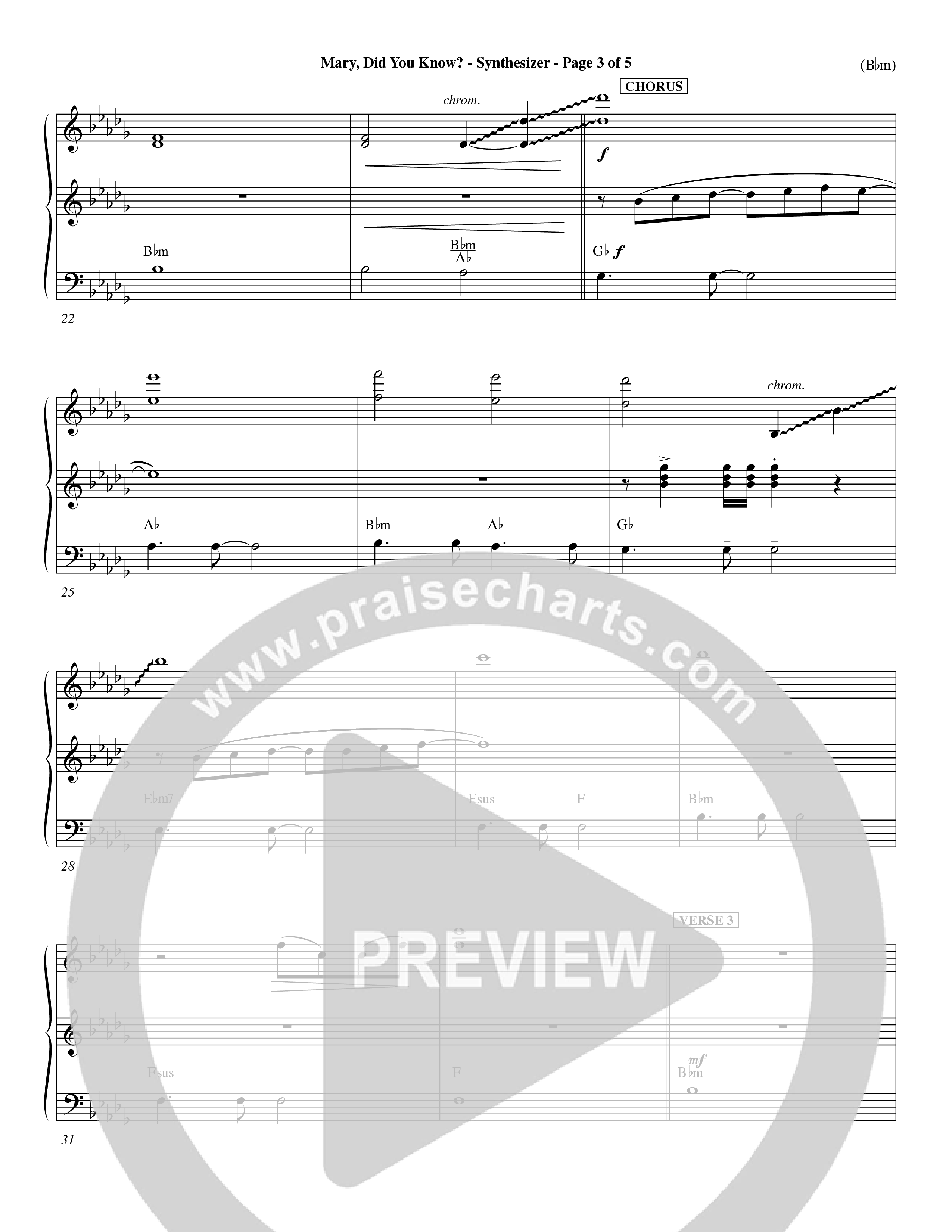 Mary Did You Know (Choral Anthem SATB) Synth (Word Music Choral / Orch. Dave Williamson)