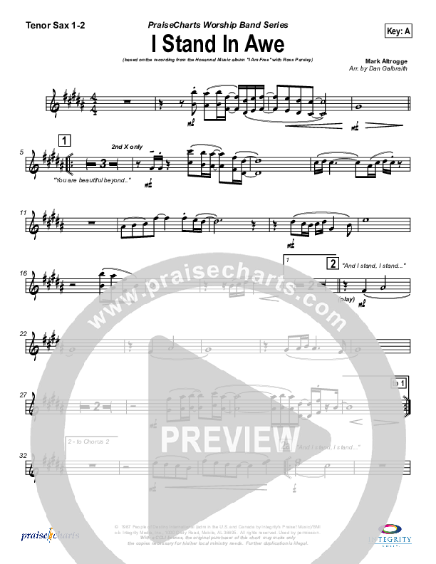 I Stand In Awe Tenor Sax 1/2 (New Life Worship)