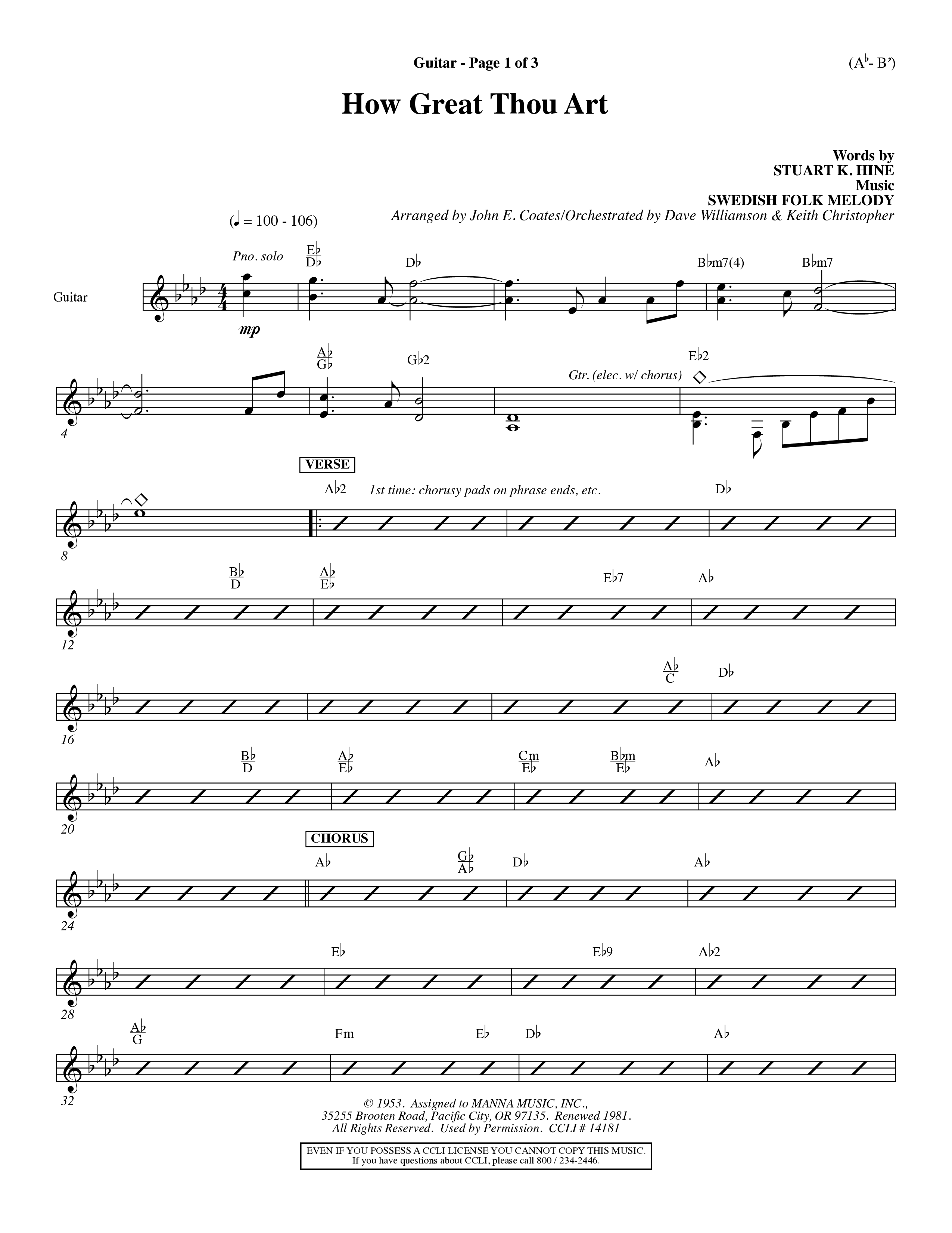 How Great Thou Art (Choral Anthem SATB) Acoustic Guitar (Word Music Choral / Arr. John Coates / Orch. Dave Williamson / Orch. Keith Christopher)