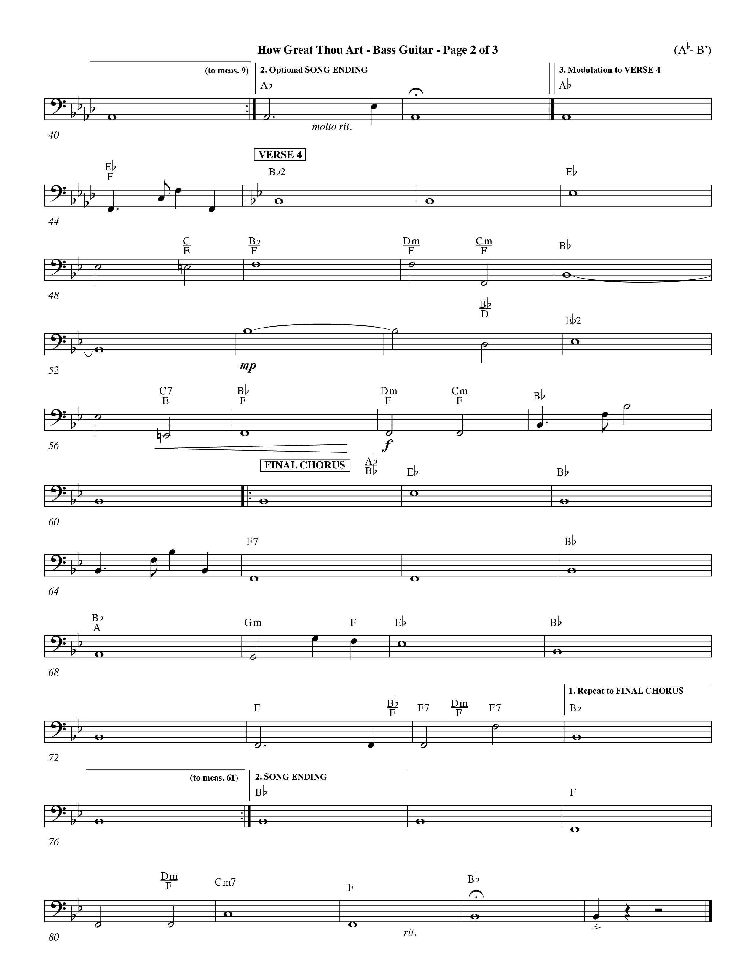 How Great Thou Art (Choral Anthem SATB) Bass Guitar (Word Music Choral / Arr. John Coates / Orch. Dave Williamson / Orch. Keith Christopher)