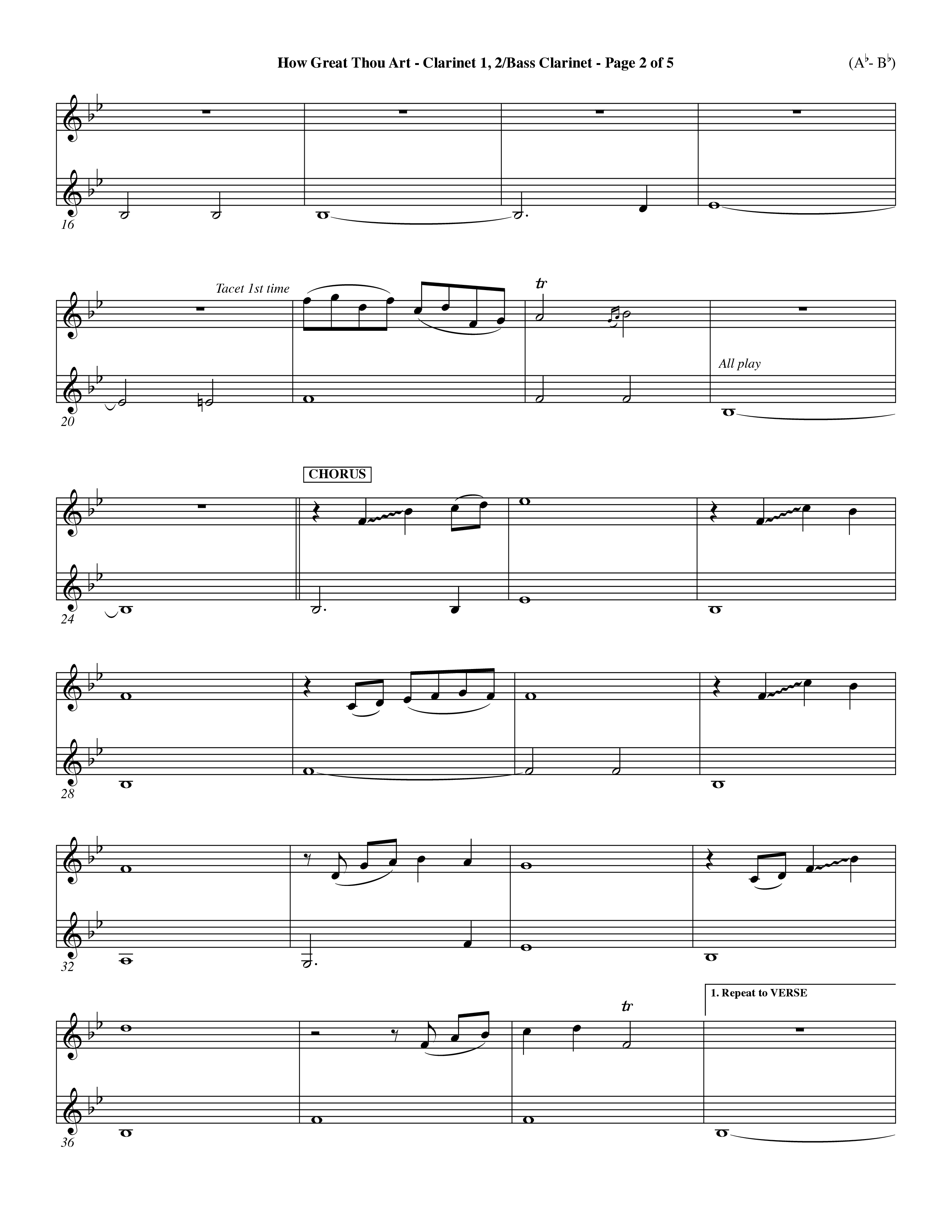 How Great Thou Art (Choral Anthem SATB) Clarinet 1/2, Bass Clarinet (Word Music Choral / Arr. John Coates / Orch. Dave Williamson / Orch. Keith Christopher)