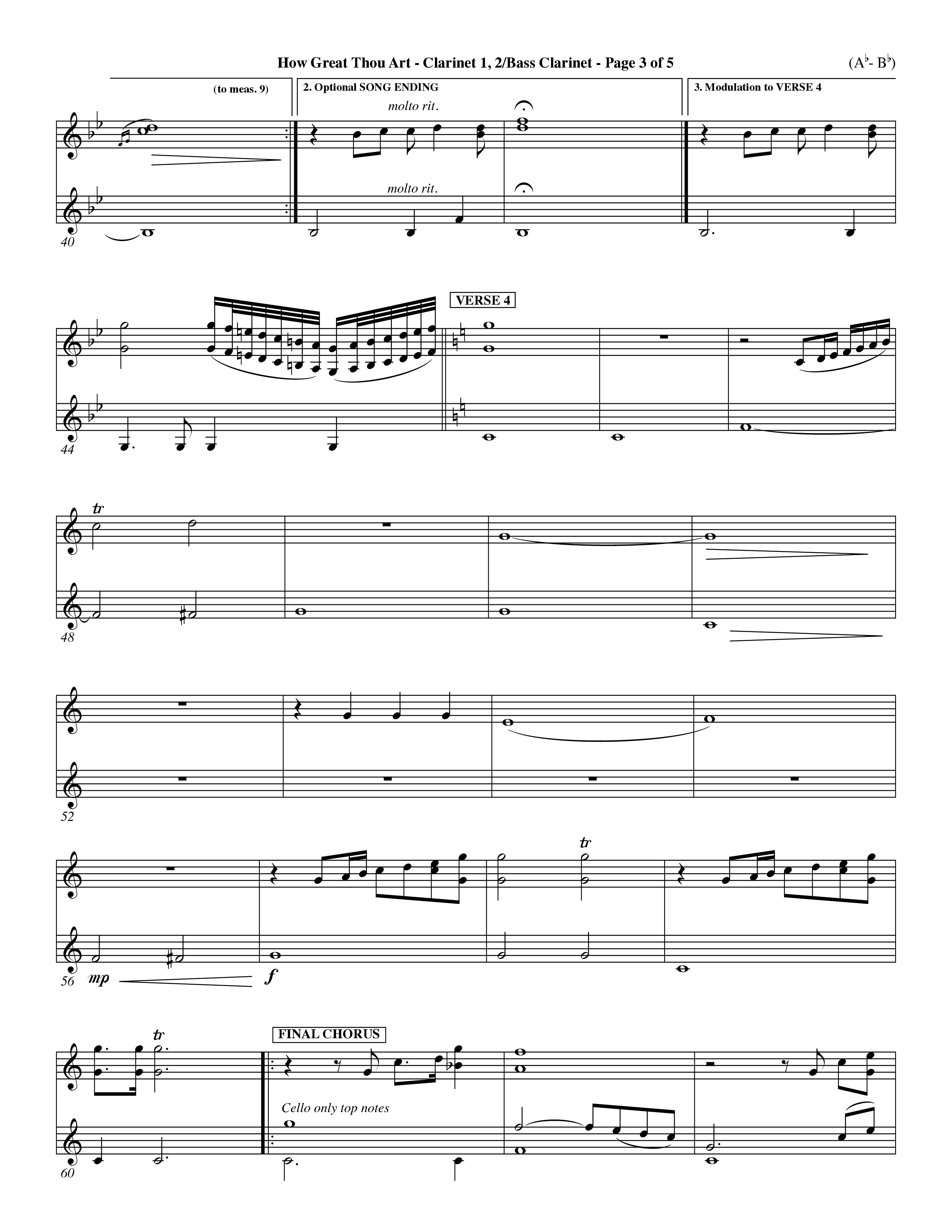 How Great Thou Art (Choral Anthem SATB) Clarinet 1/2, Bass Clarinet (Word Music Choral / Arr. John Coates / Orch. Dave Williamson / Orch. Keith Christopher)