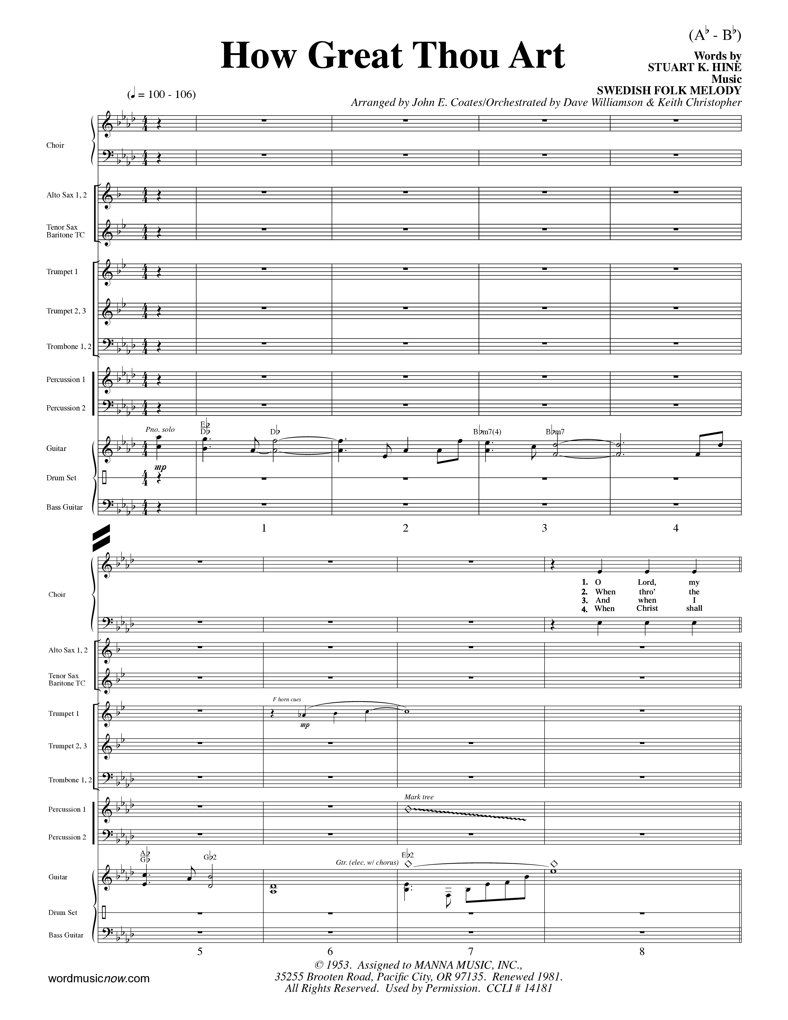 How Great Thou Art (Choral Anthem SATB) PraiseBand (incl. Brass) (Word Music Choral / Arr. John Coates / Orch. Dave Williamson / Orch. Keith Christopher)