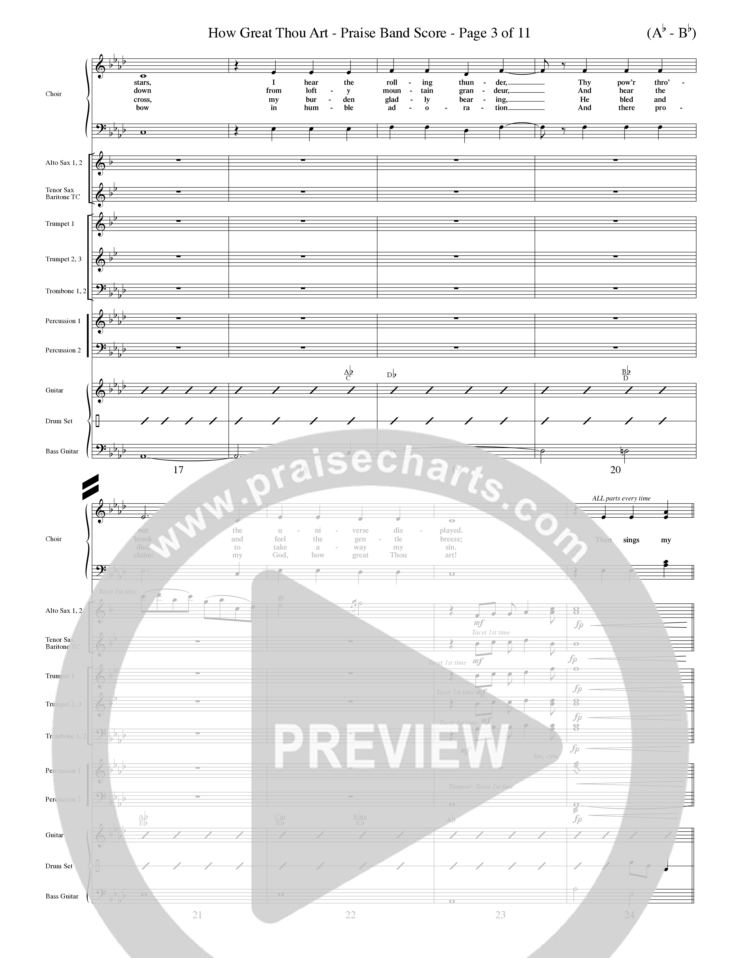 How Great Thou Art (Choral Anthem SATB) PraiseBand (incl. Brass) (Word Music Choral / Arr. John Coates / Orch. Dave Williamson / Orch. Keith Christopher)