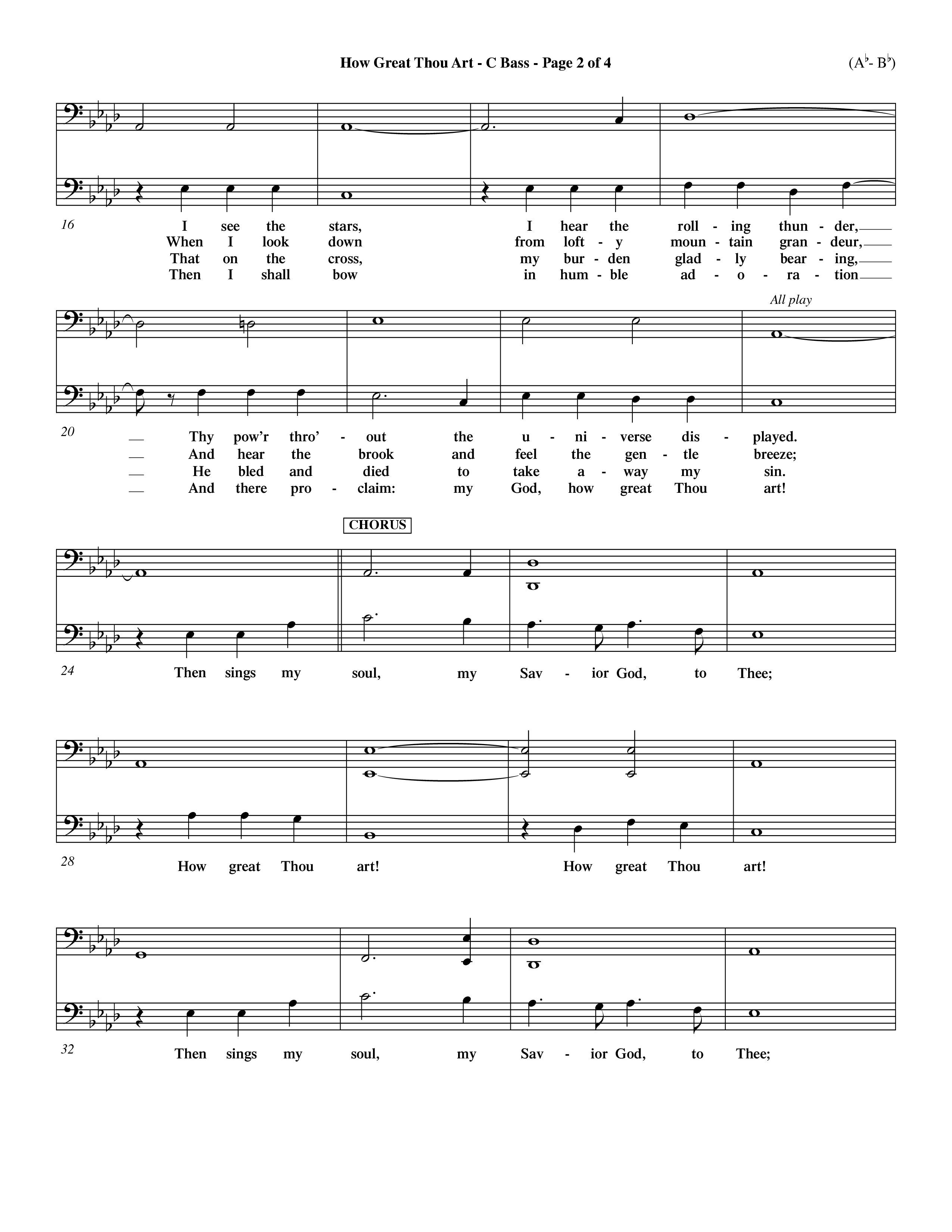 How Great Thou Art (Choral Anthem SATB) Contrabass (Word Music Choral / Arr. John Coates / Orch. Dave Williamson / Orch. Keith Christopher)