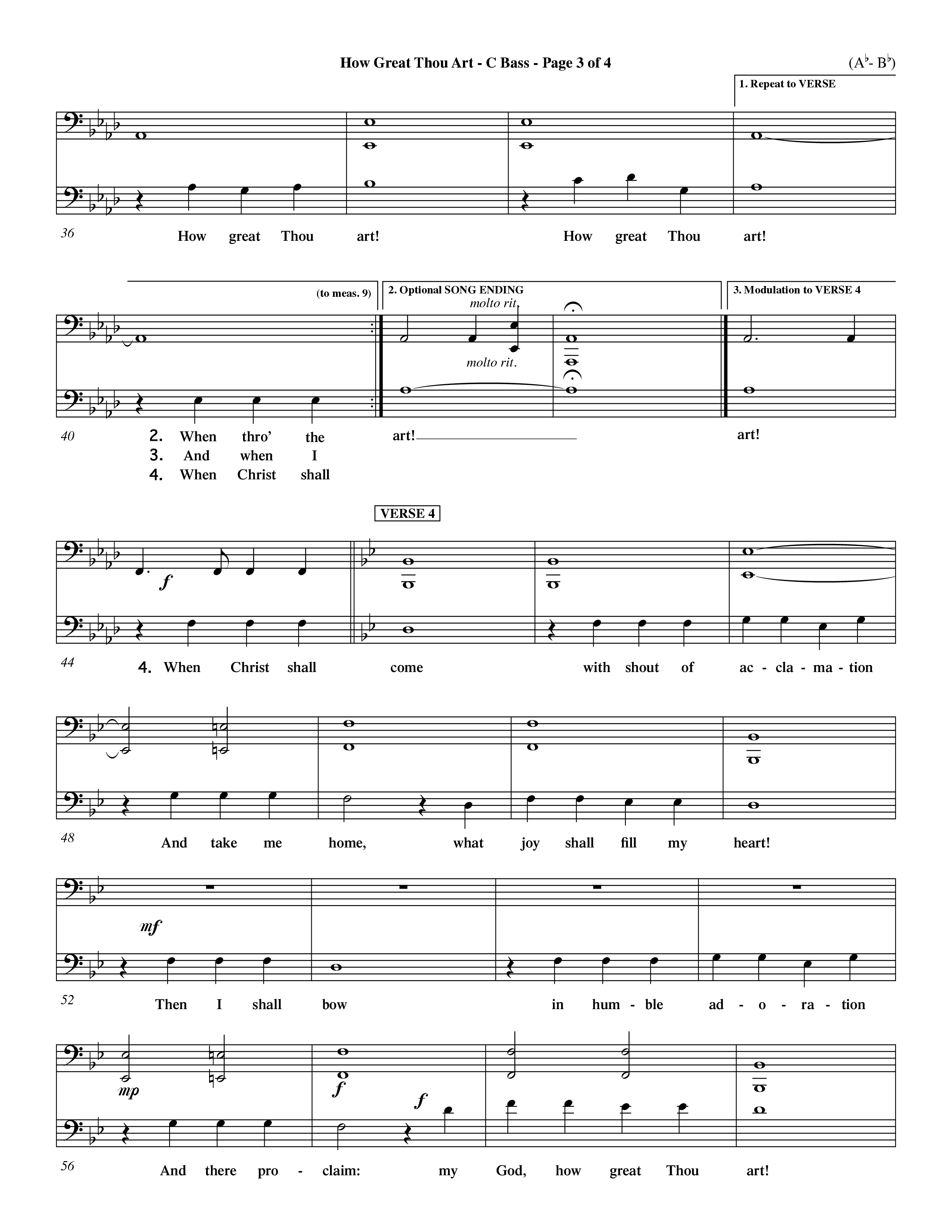 How Great Thou Art (Choral Anthem SATB) Contrabass (Word Music Choral / Arr. John Coates / Orch. Dave Williamson / Orch. Keith Christopher)