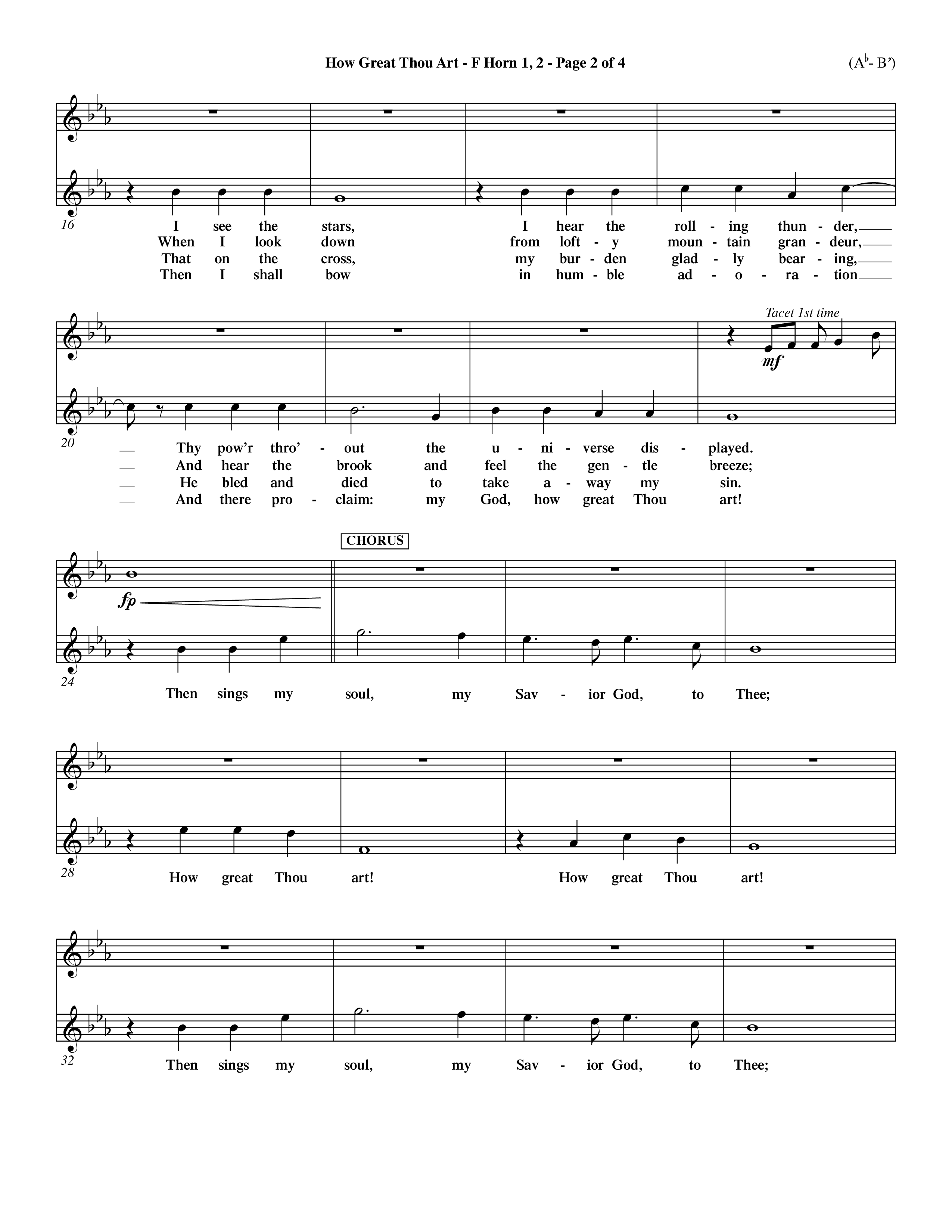 How Great Thou Art (Choral Anthem SATB) French Horn (Word Music Choral / Arr. John Coates / Orch. Dave Williamson / Orch. Keith Christopher)