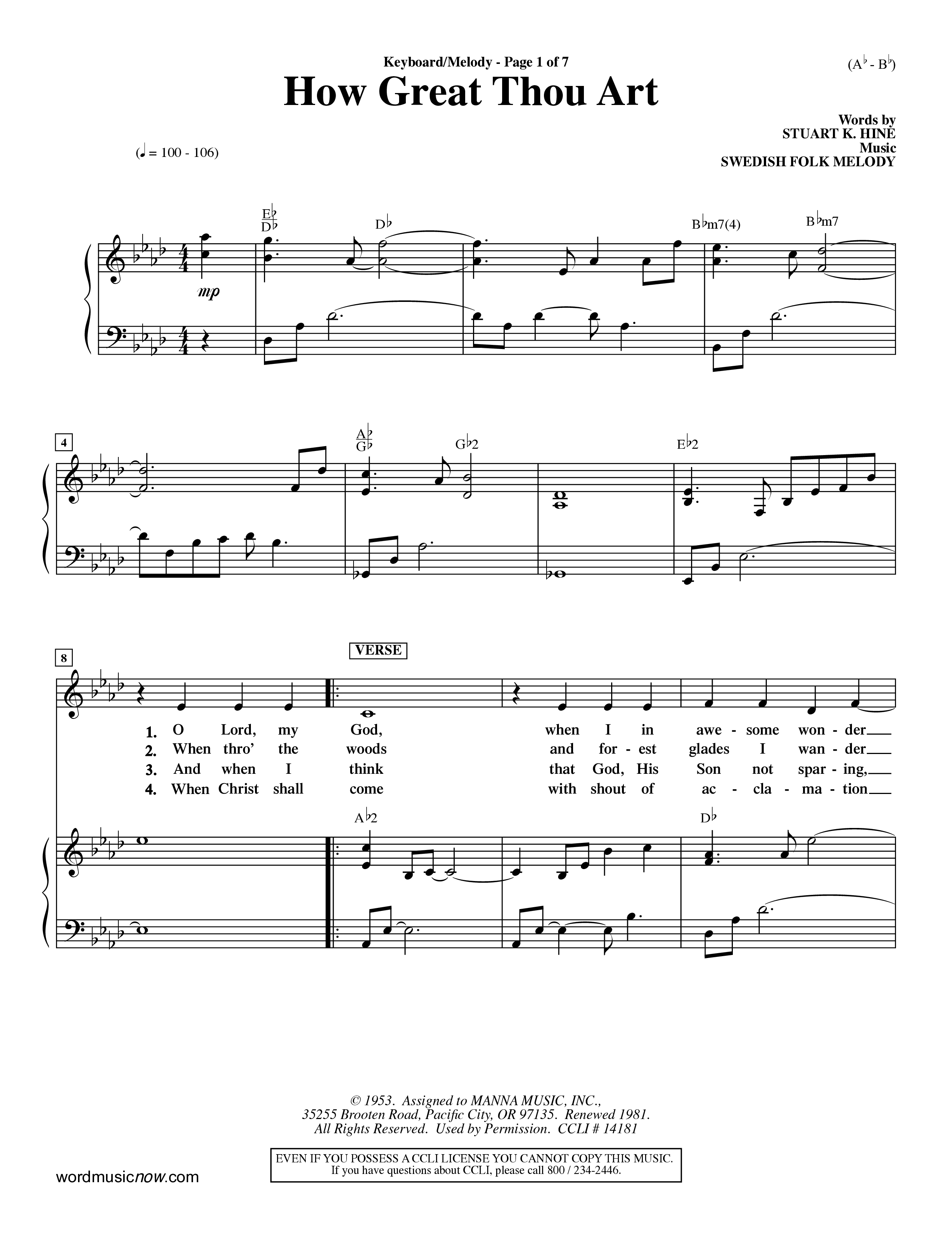 How Great Thou Art (Choral Anthem SATB) Piano/Vocal (Melody) (Word Music Choral / Arr. John Coates / Orch. Dave Williamson / Orch. Keith Christopher)