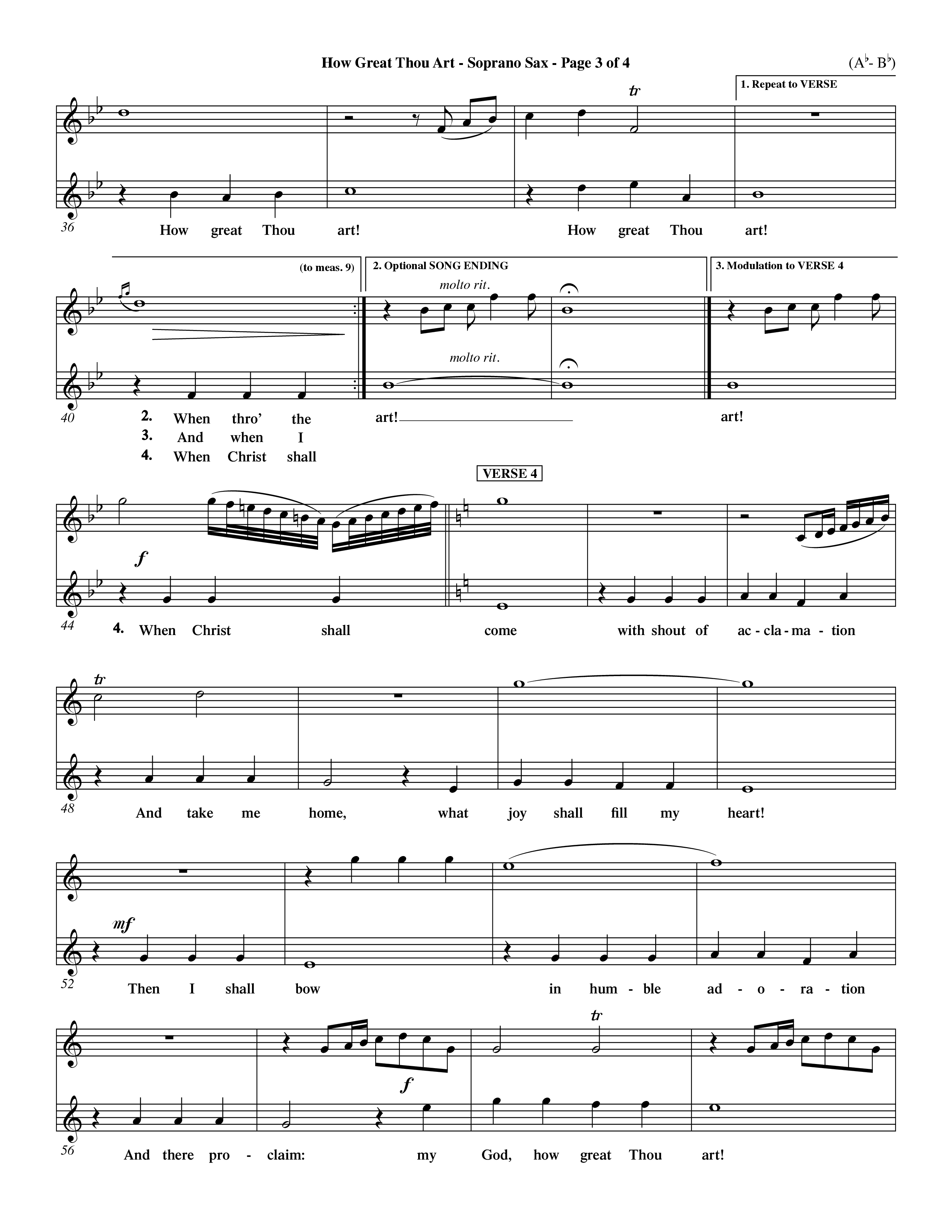 How Great Thou Art (Choral Anthem SATB) Saxophone (Word Music Choral / Arr. John Coates / Orch. Dave Williamson / Orch. Keith Christopher)