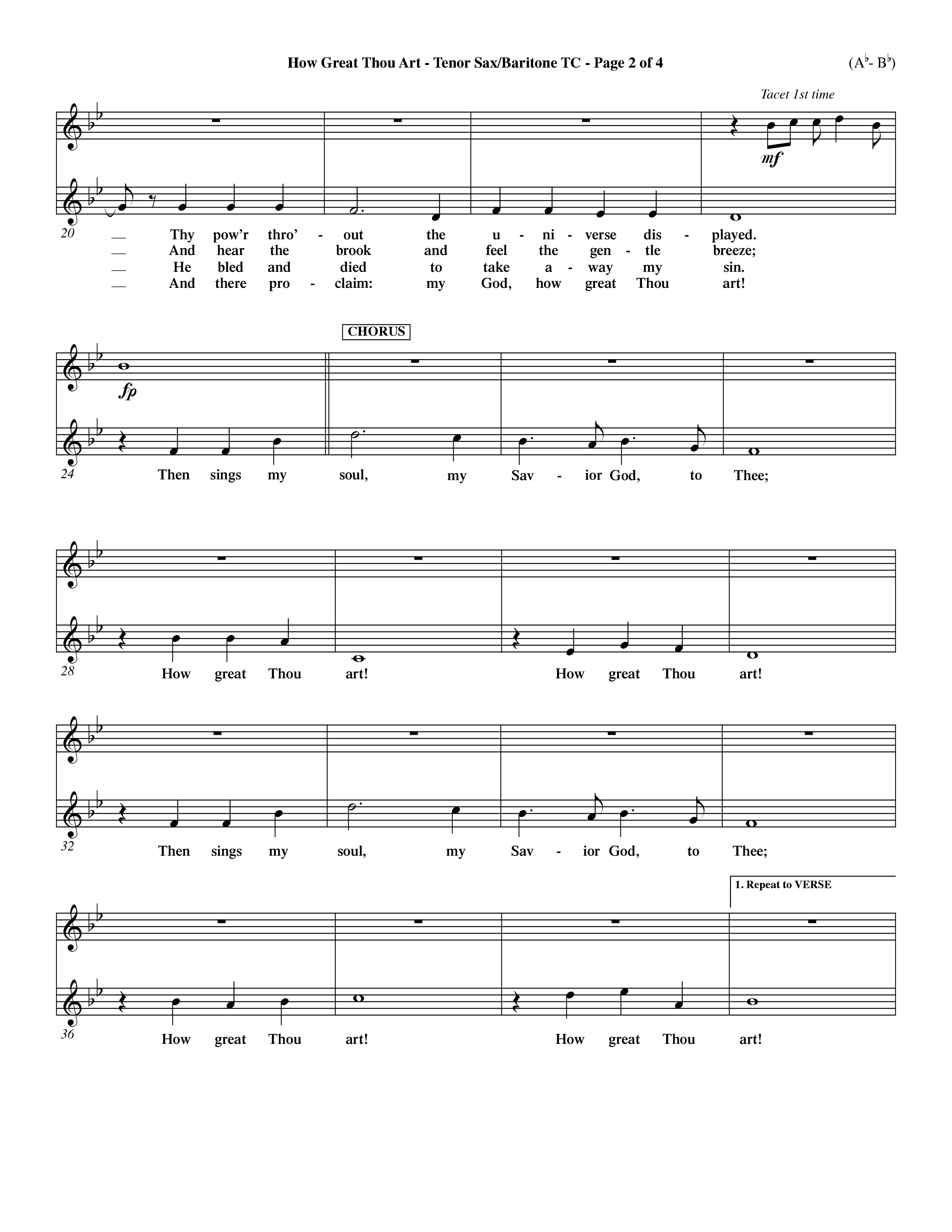How Great Thou Art (Choral Anthem SATB) Tenor Sax/Baritone T.C. (Word Music Choral / Arr. John Coates / Orch. Dave Williamson / Orch. Keith Christopher)