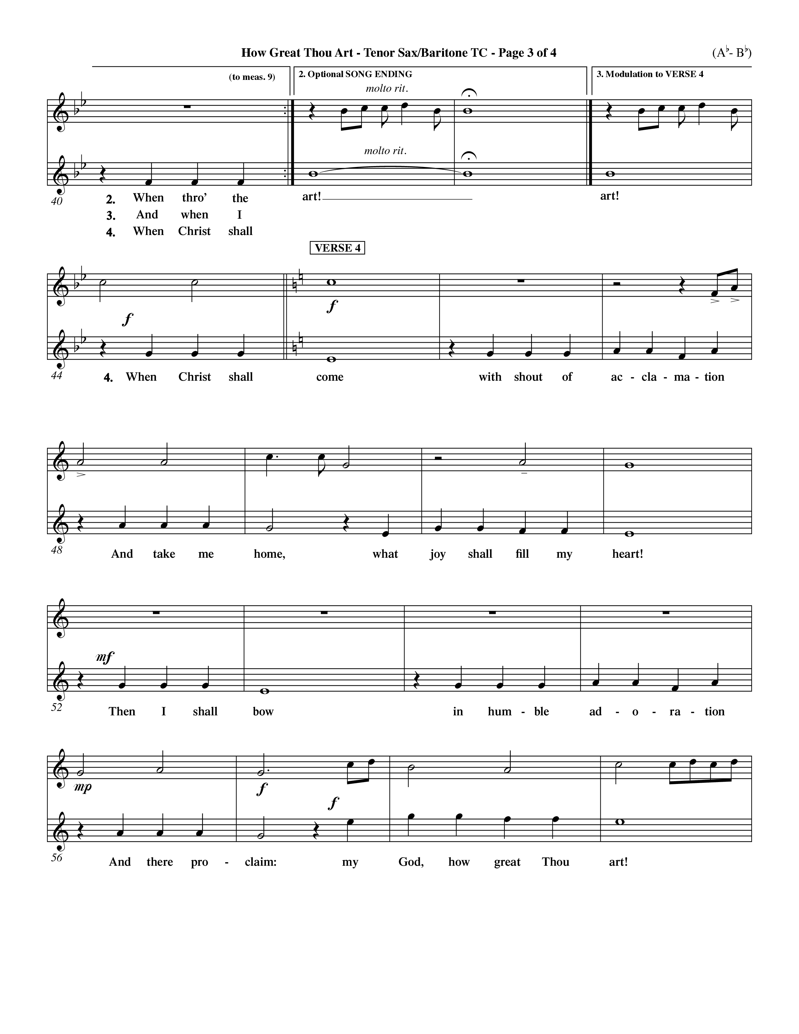 How Great Thou Art (Choral Anthem SATB) Tenor Sax/Baritone T.C. (Word Music Choral / Arr. John Coates / Orch. Dave Williamson / Orch. Keith Christopher)
