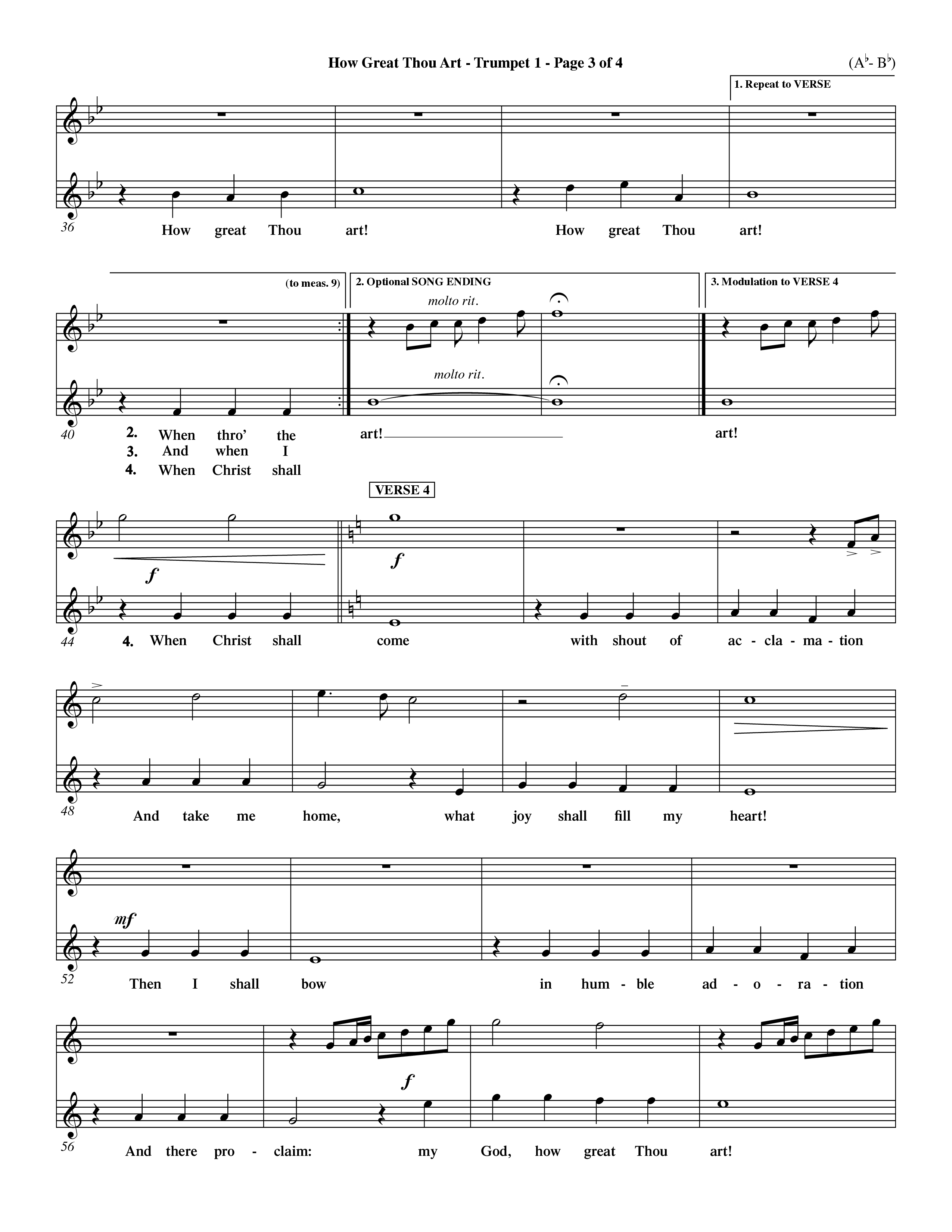 How Great Thou Art (Choral Anthem SATB) Trumpet 1 (Word Music Choral / Arr. John Coates / Orch. Dave Williamson / Orch. Keith Christopher)