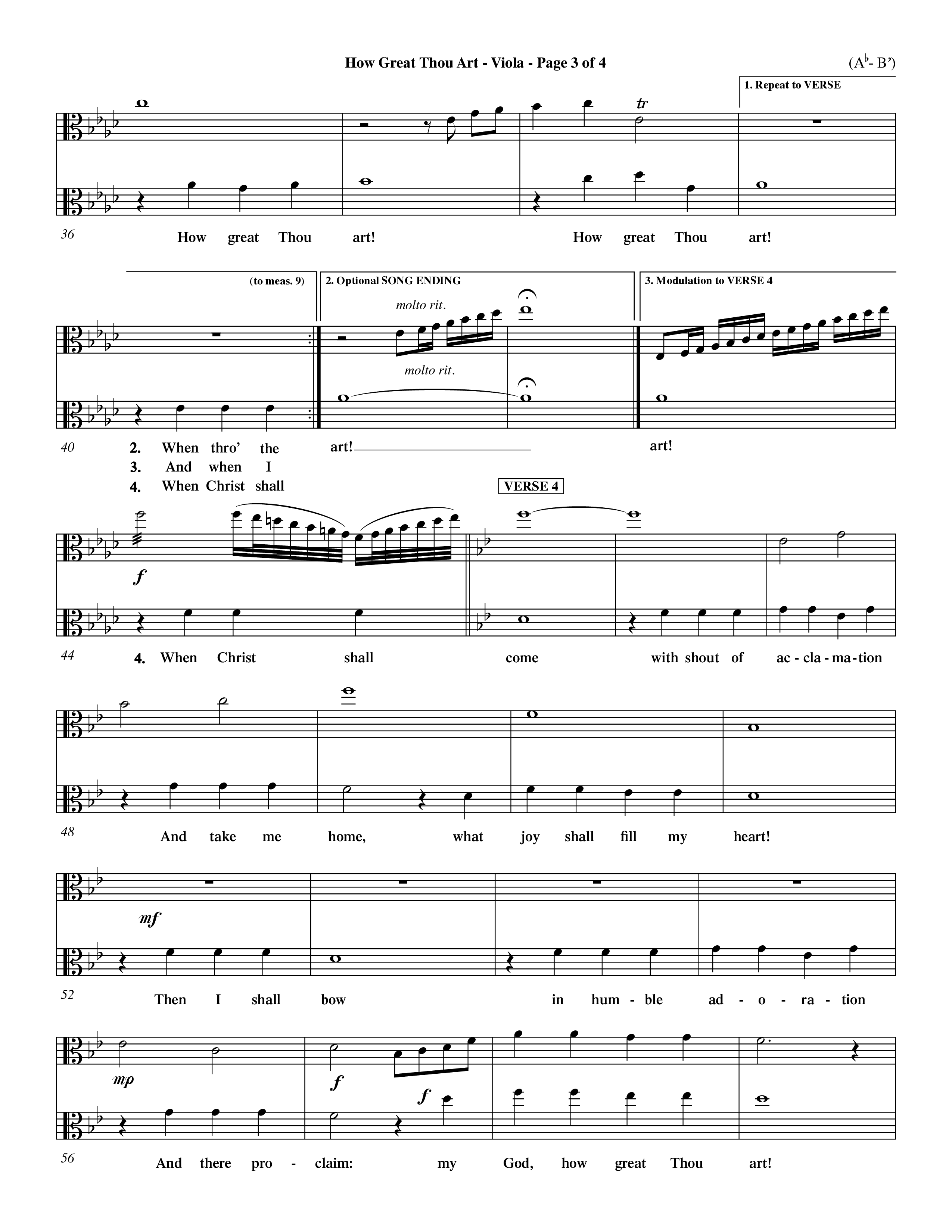 How Great Thou Art (Choral Anthem SATB) Viola (Word Music Choral / Arr. John Coates / Orch. Dave Williamson / Orch. Keith Christopher)