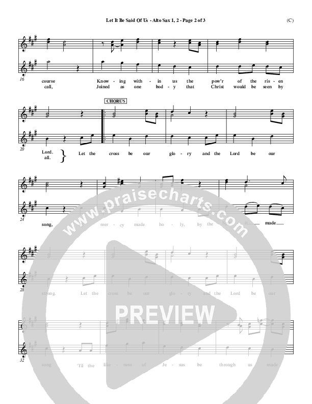 Let It Be Said Of Us Alto Sax 1/2 (Steve Fry)