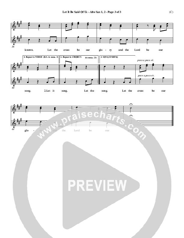 Let It Be Said Of Us Alto Sax 1/2 (Steve Fry)