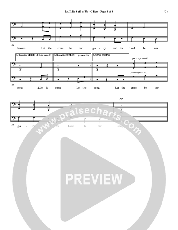 Let It Be Said Of Us Contrabass (Steve Fry)