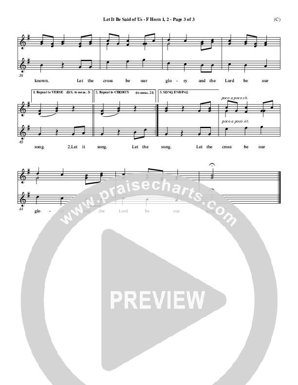 Let It Be Said Of Us French Horn 1/2 (Steve Fry)