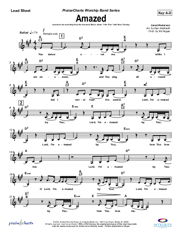 Amazed Lead Sheet (SAT) (New Life Worship)