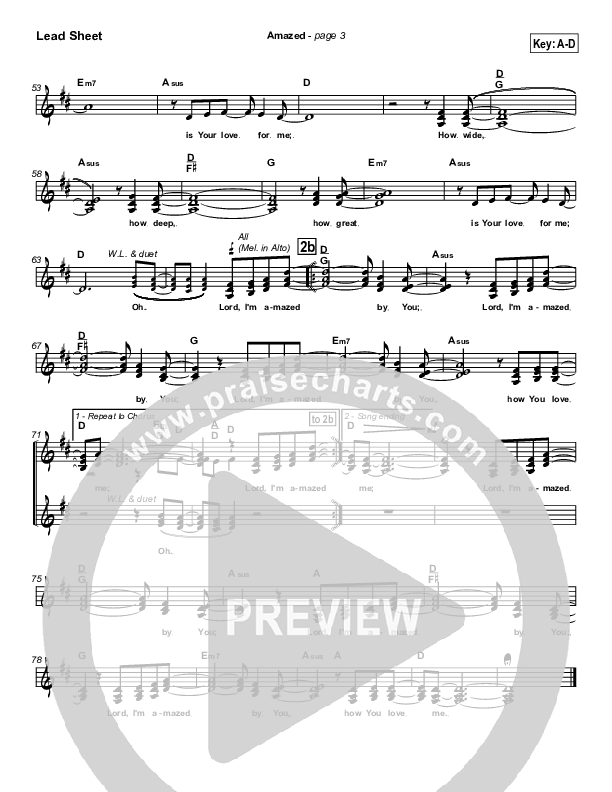 Amazed Lead Sheet (SAT) (New Life Worship)