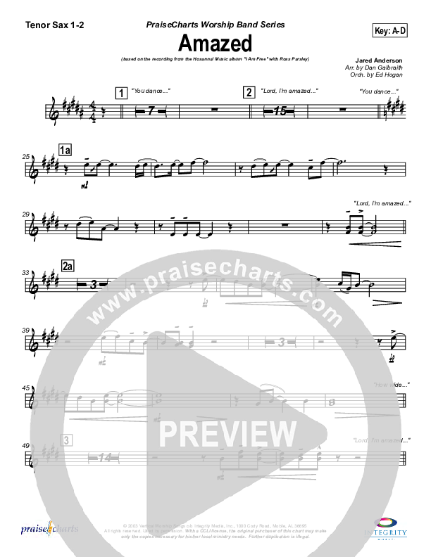 Amazed Tenor Sax 1/2 (New Life Worship)