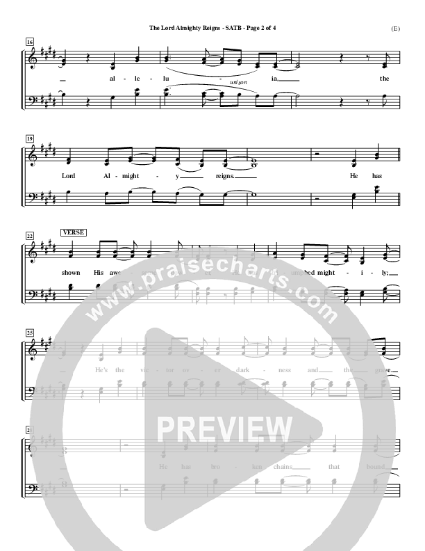 The Lord Almighty Reigns Choir Sheet (SATB) ()