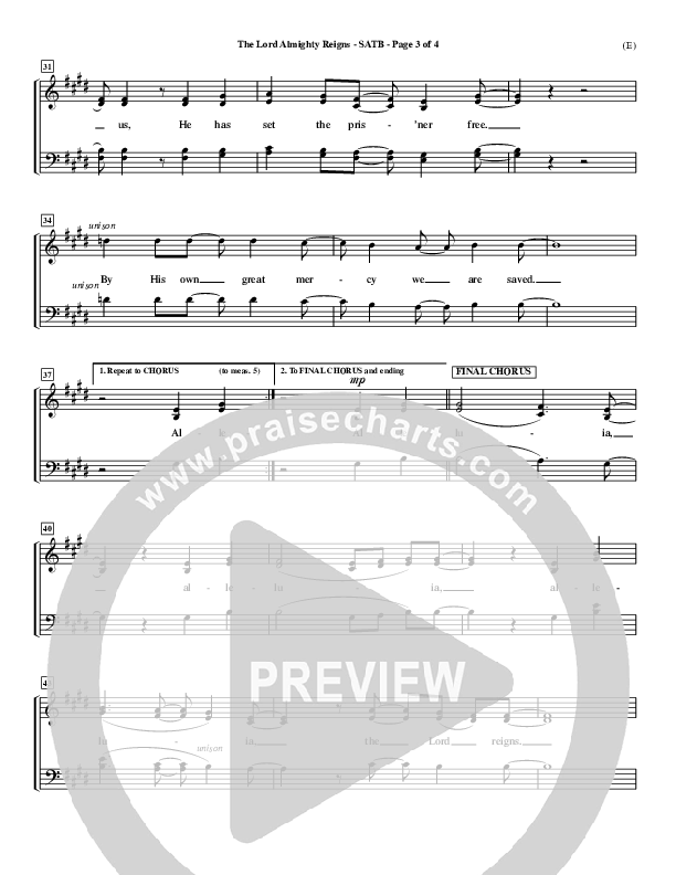 The Lord Almighty Reigns Choir Sheet (SATB) ()