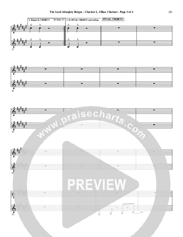 The Lord Almighty Reigns Clarinet 1/2, Bass Clarinet ()